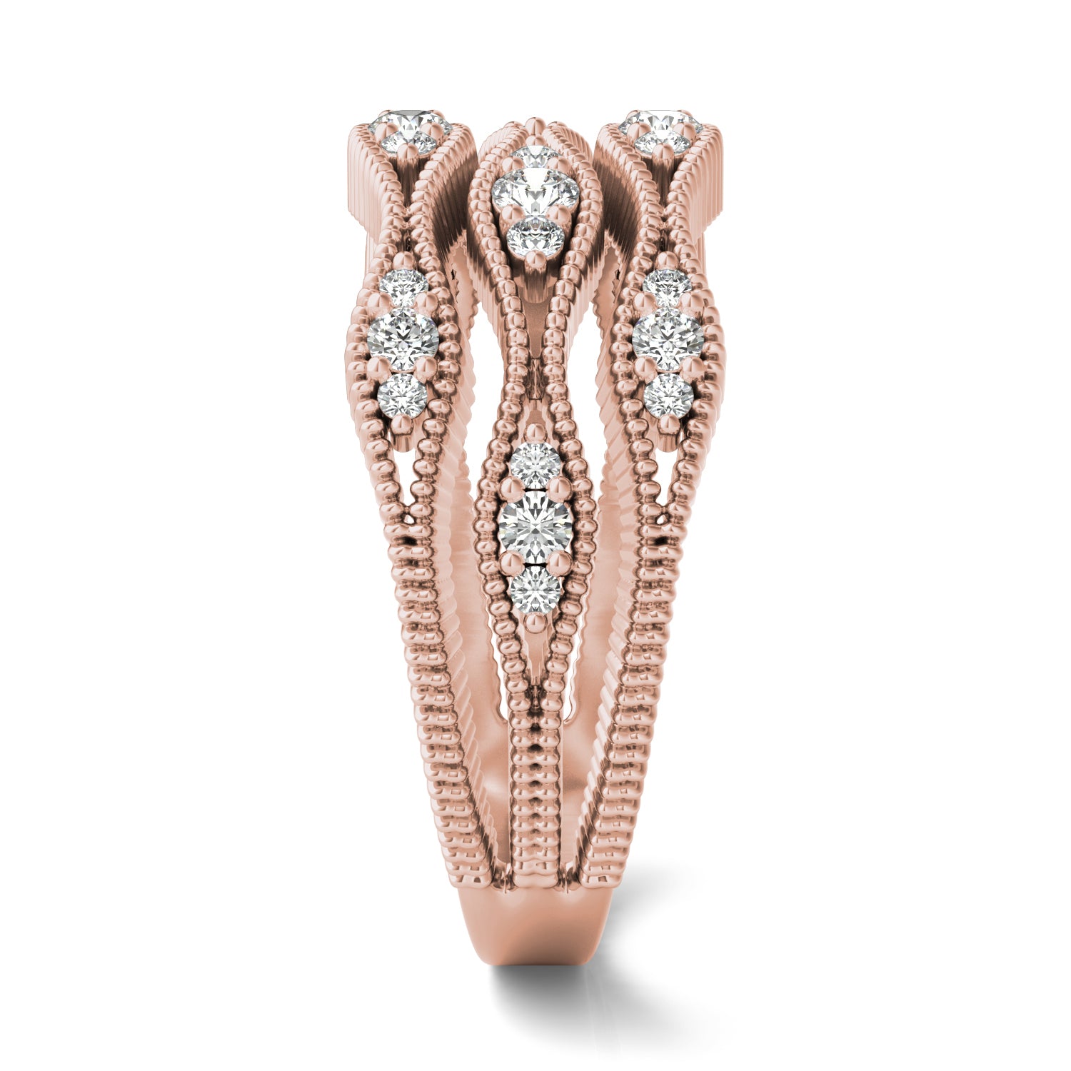 1/3 CTW Round Caydia® Lab Grown Diamond Three Row Graduated Ring