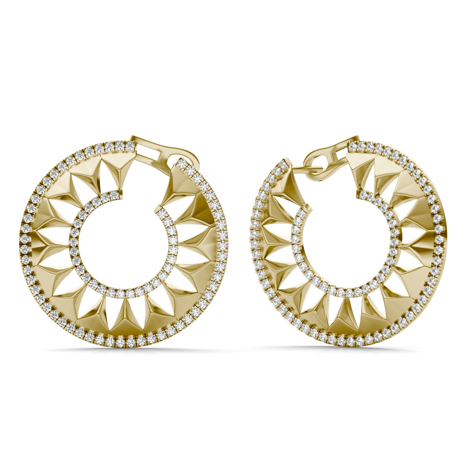 7/8 CTW Round Caydia® Lab Grown Diamond Ouro Collection Double Halo Hoop Earrings