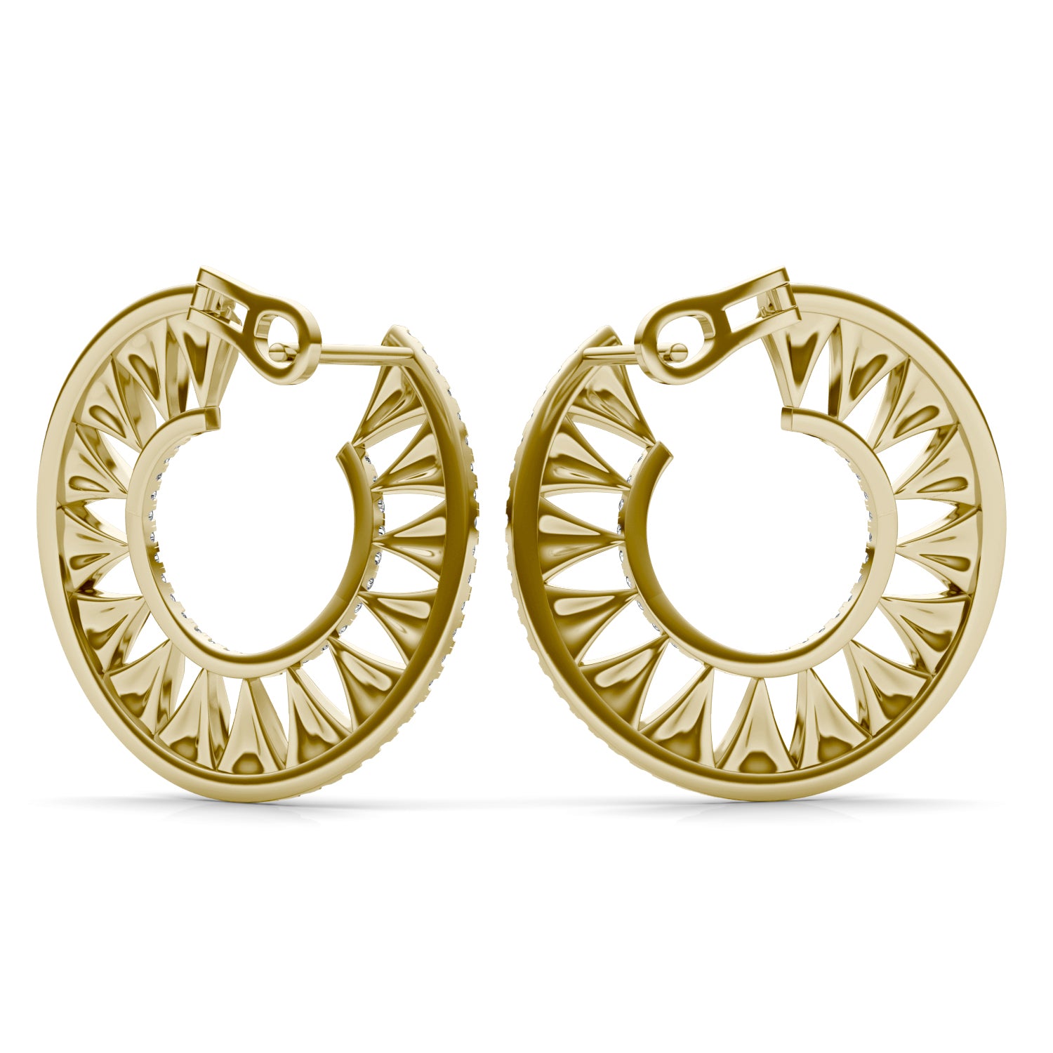 7/8 CTW Round Caydia® Lab Grown Diamond Ouro Collection Double Halo Hoop Earrings