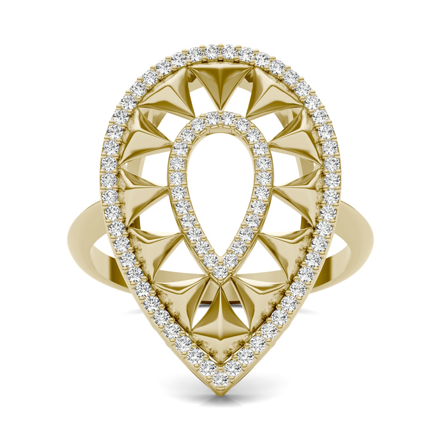 1/3 CTW Round Caydia® Lab Grown Diamond Ouro Collection Teardrop Double Halo Ring