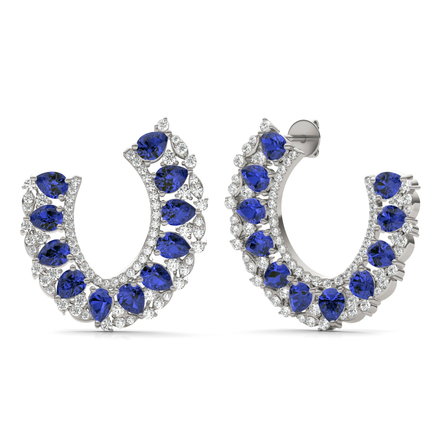1 1/15 CTW Round Caydia® Lab Grown Diamond Statement Earrings featuring Created Sapphire