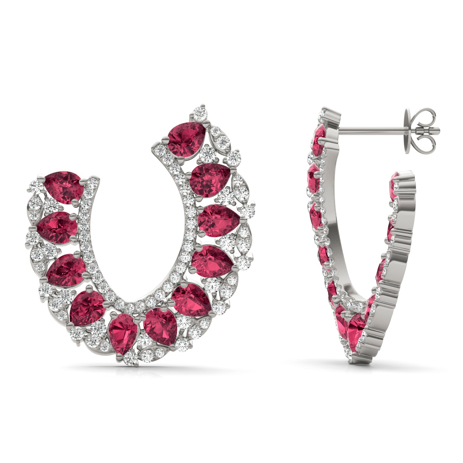 1 1/15 CTW Round Caydia® Lab Grown Diamond Statement Earrings featuring Created Ruby