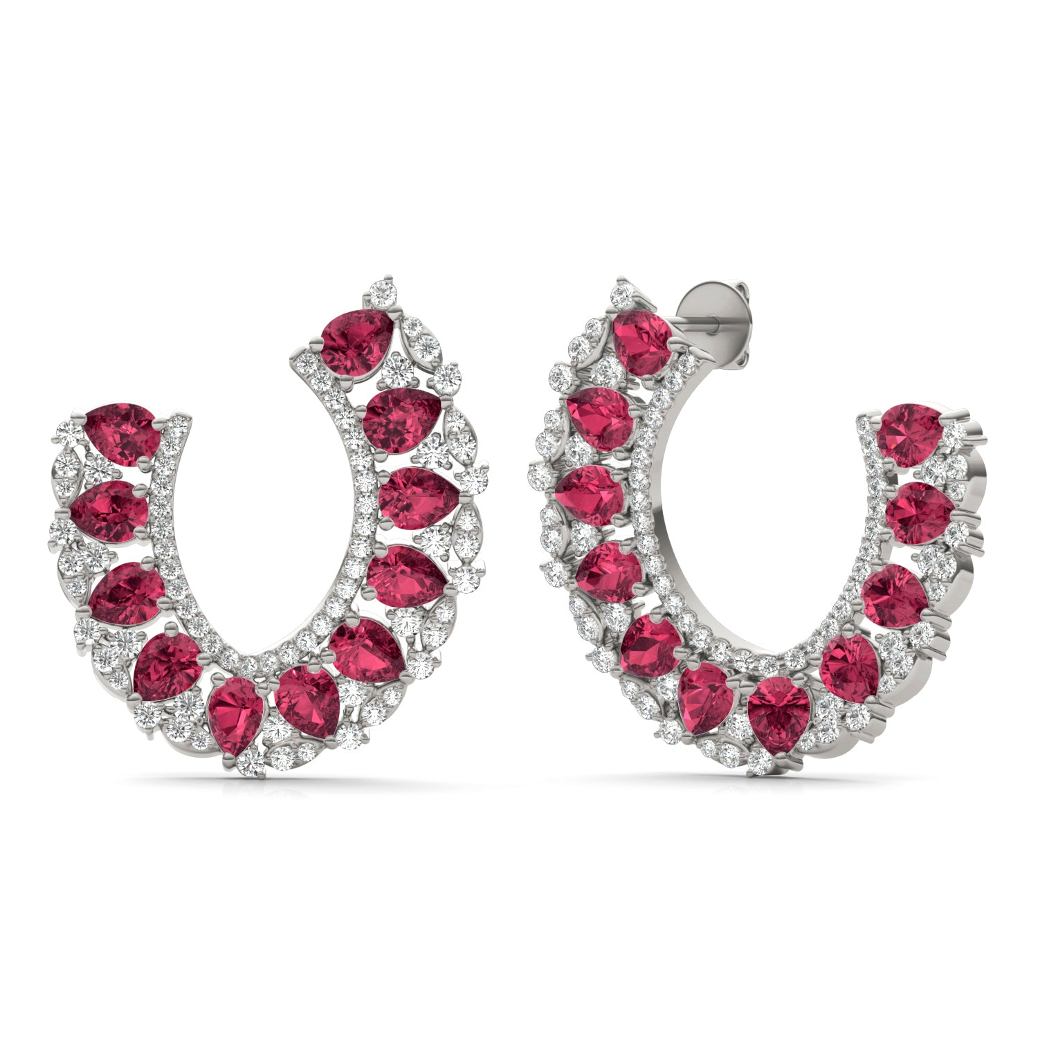 1 1/15 CTW Round Caydia® Lab Grown Diamond Statement Earrings featuring Created Ruby
