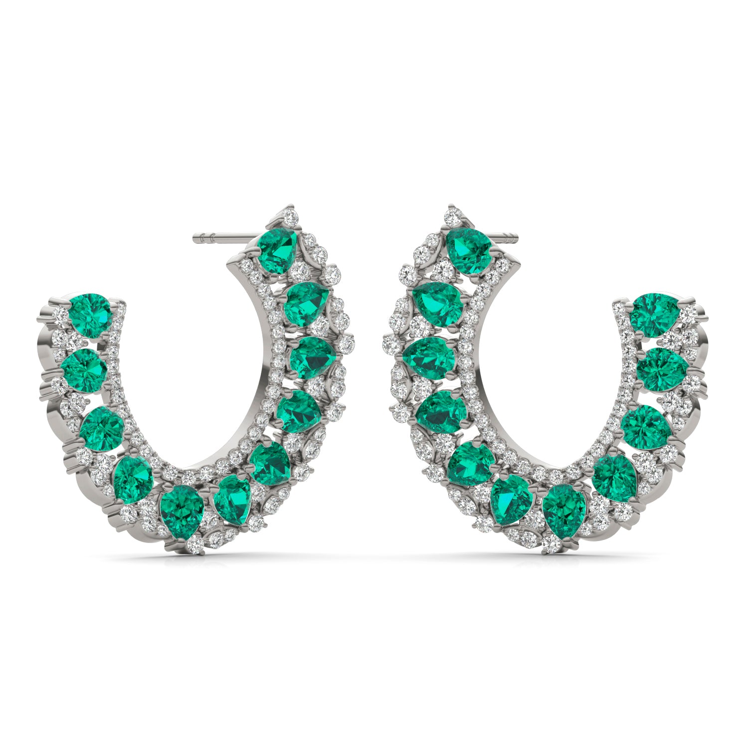 1 1/15 CTW Round Caydia® Lab Grown Diamond Statement Earrings featuring Created Emerald