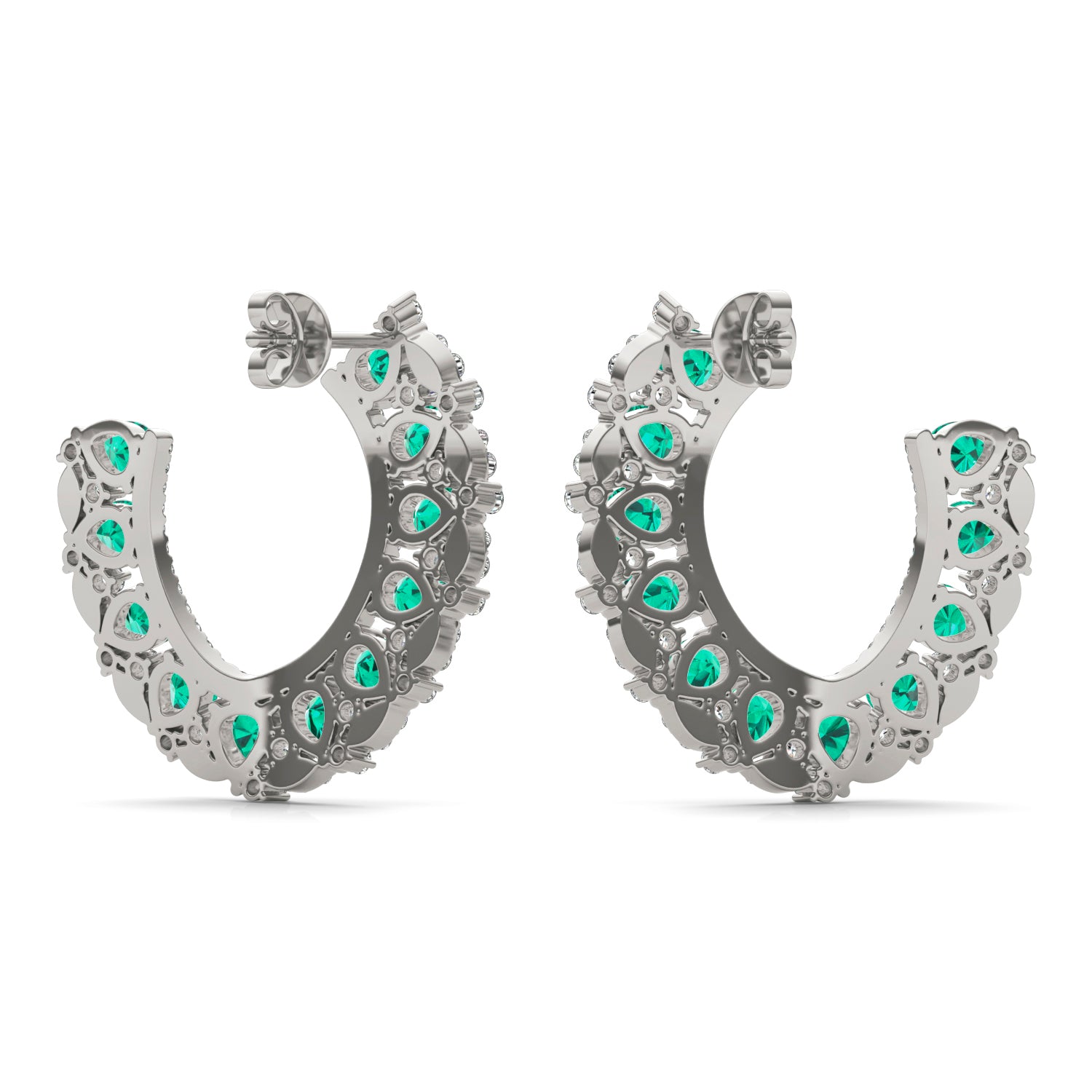 1 1/15 CTW Round Caydia® Lab Grown Diamond Statement Earrings featuring Created Emerald