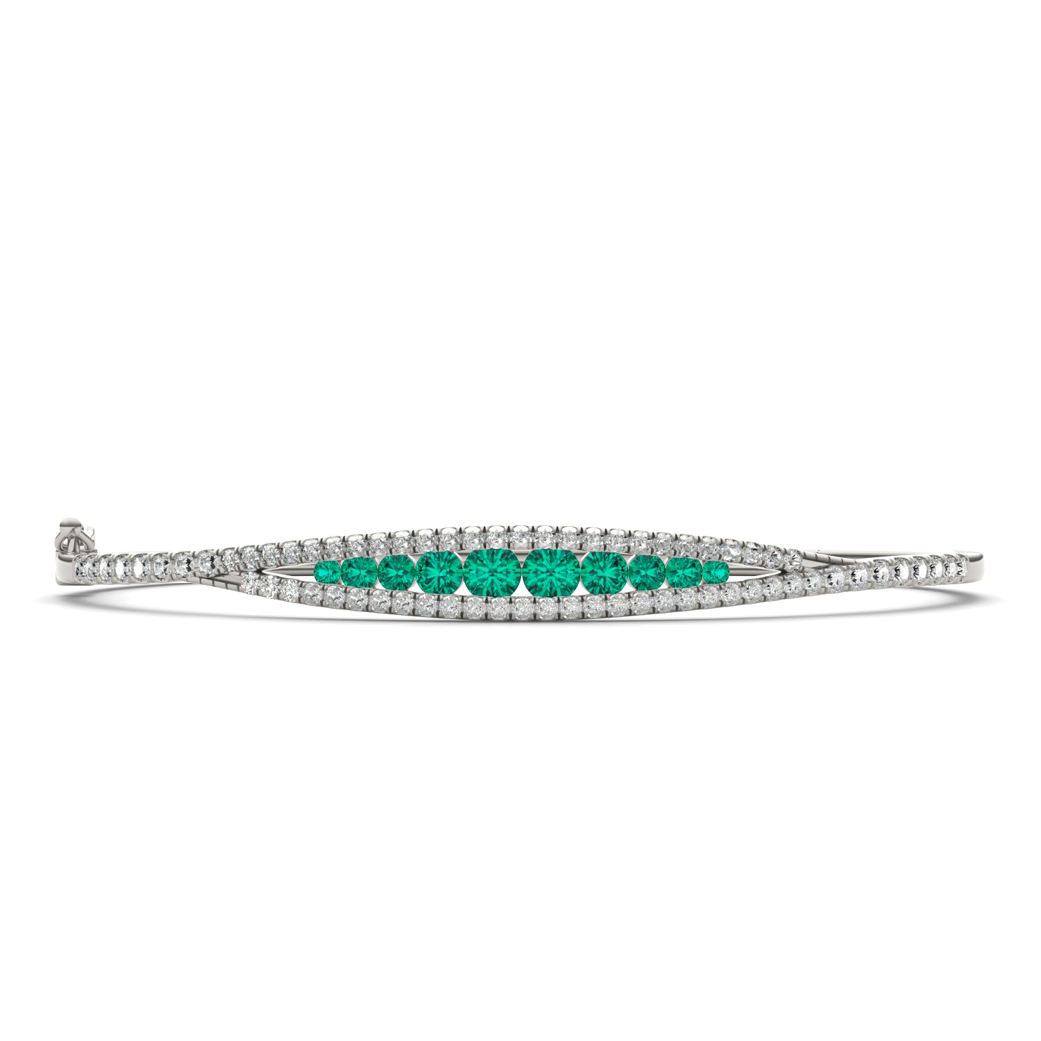 3/4 CTW Round Caydia® Lab Grown Diamond Graduated Bangle Bracelet featuring Created Emerald