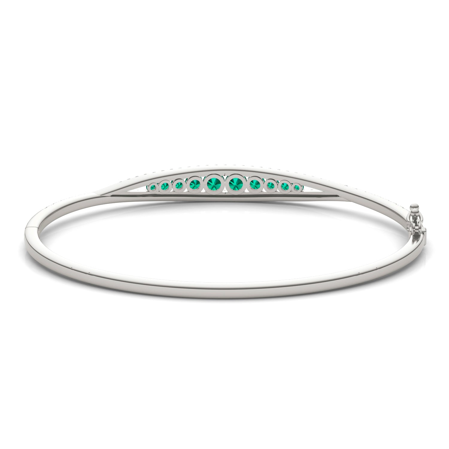 3/4 CTW Round Caydia® Lab Grown Diamond Graduated Bangle Bracelet featuring Created Emerald