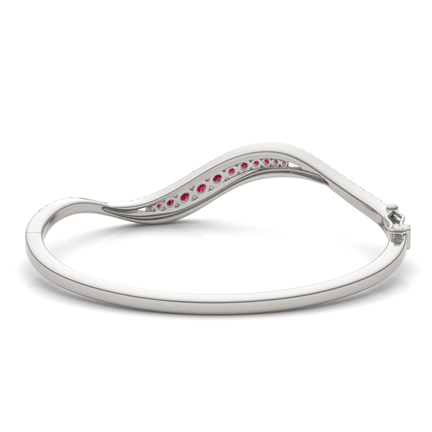7/8 CTW Round Caydia® Lab Grown Diamond Curved Bangle Bracelet featuring Created Ruby
