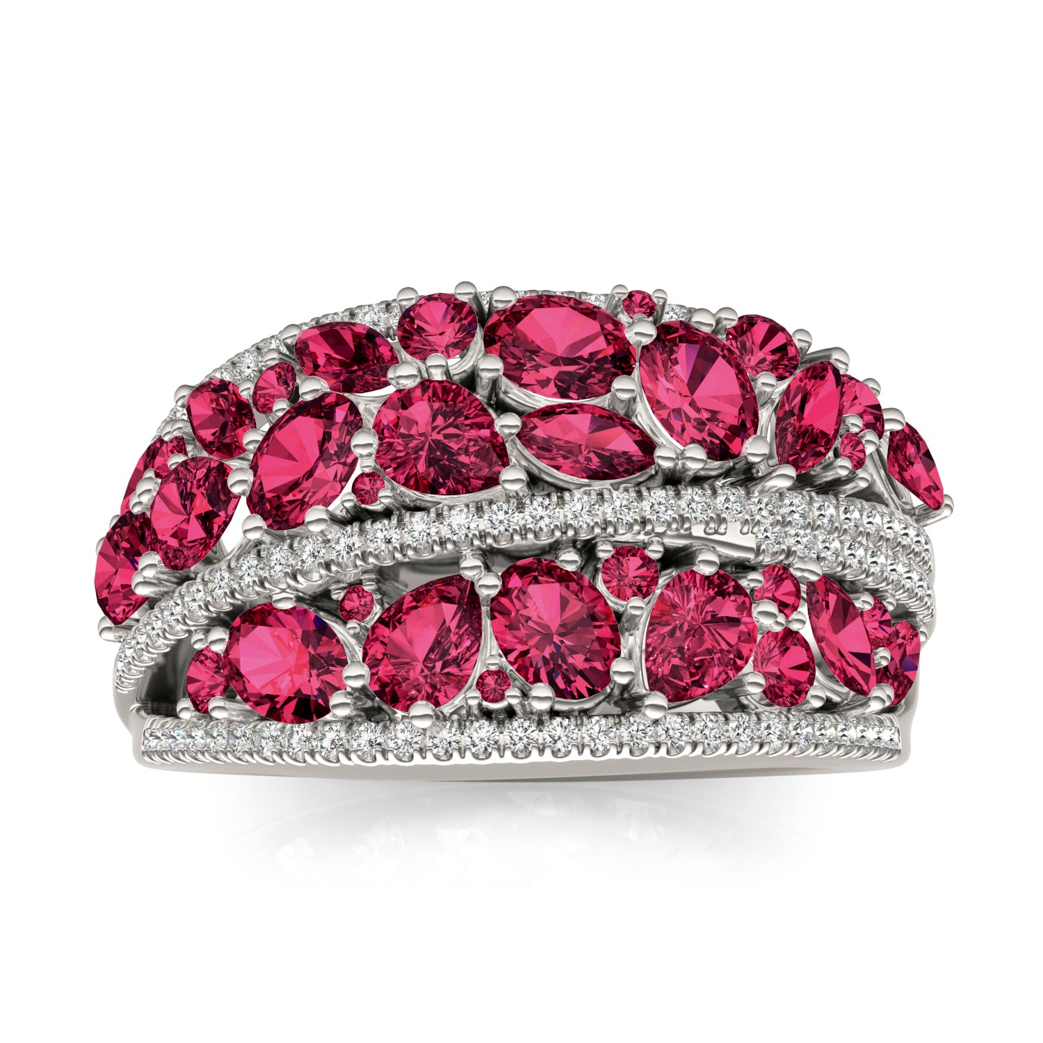 2/5 CTW Round Caydia® Lab Grown Diamond Cluster Statement Ring featuring Created Ruby