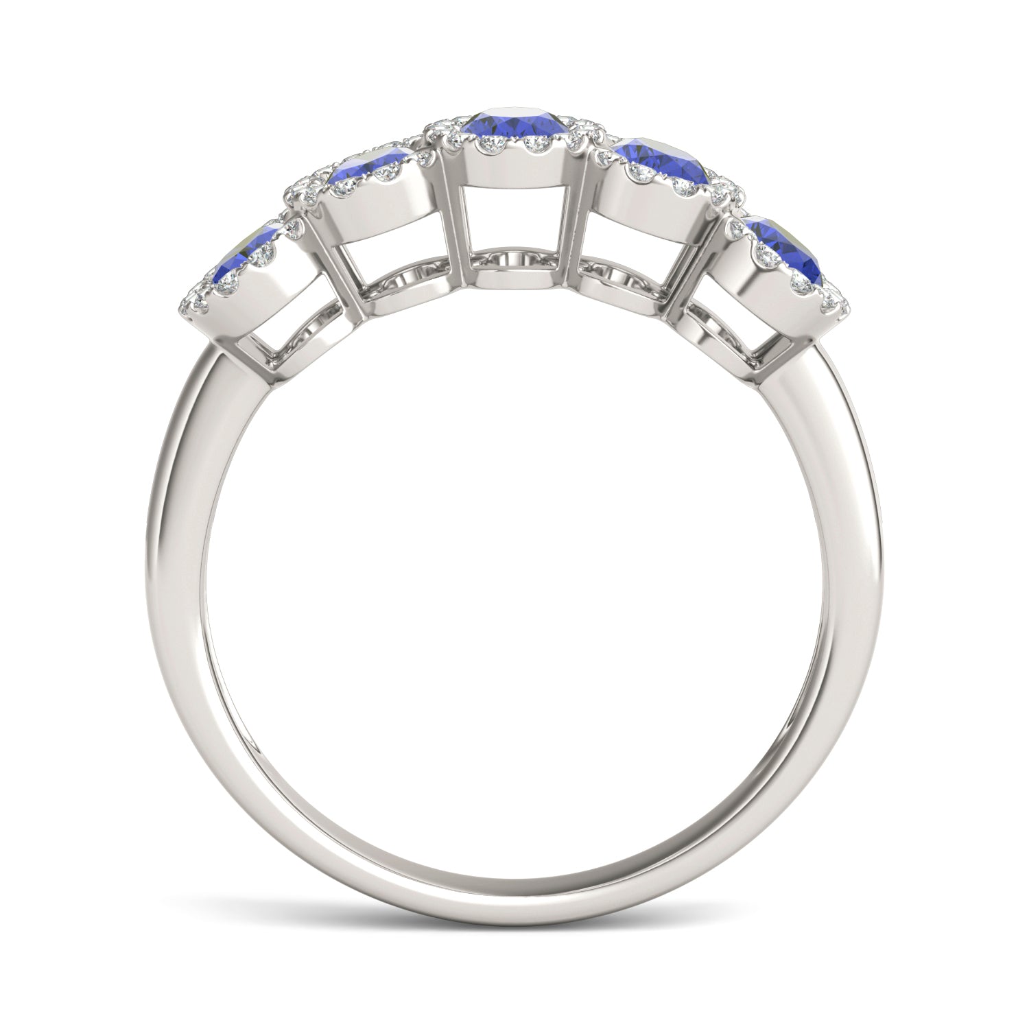1/4 CTW Round Caydia® Lab Grown Diamond Five Stone Halo Anniversary Ring featuring Created Sapphire