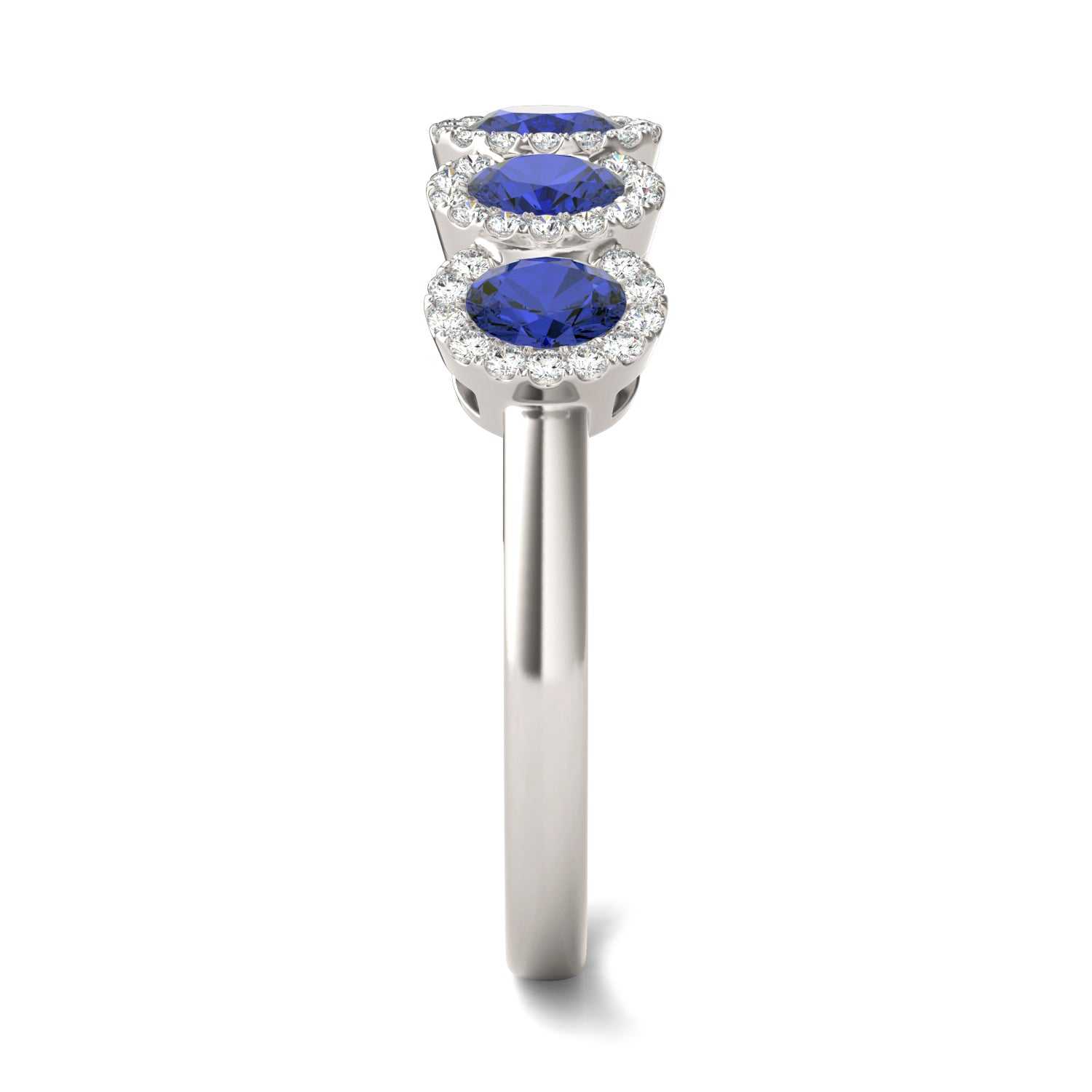 1/4 CTW Round Caydia® Lab Grown Diamond Five Stone Halo Anniversary Ring featuring Created Sapphire
