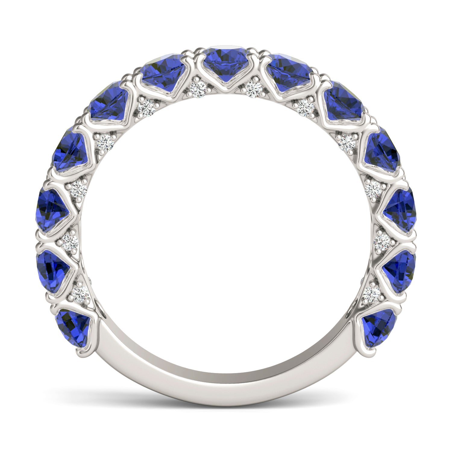 1/4 CTW Round Caydia® Lab Grown Diamond Accented Anniversary Ring featuring Created Sapphire