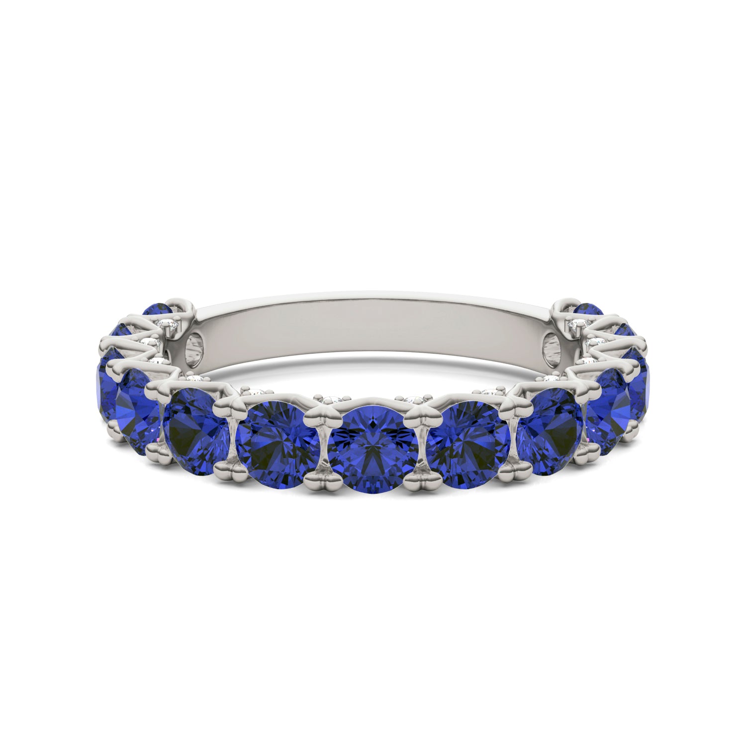1/4 CTW Round Caydia® Lab Grown Diamond Accented Anniversary Ring featuring Created Sapphire