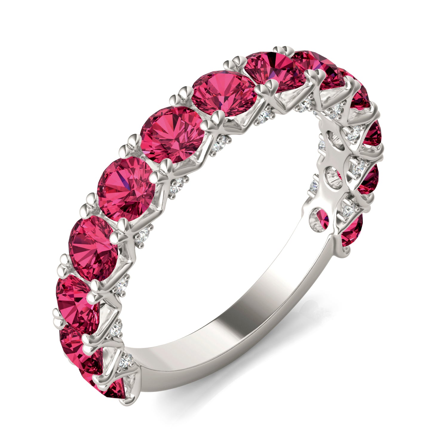 1/4 CTW Round Caydia® Lab Grown Diamond Accented Anniversary Ring featuring Created Ruby