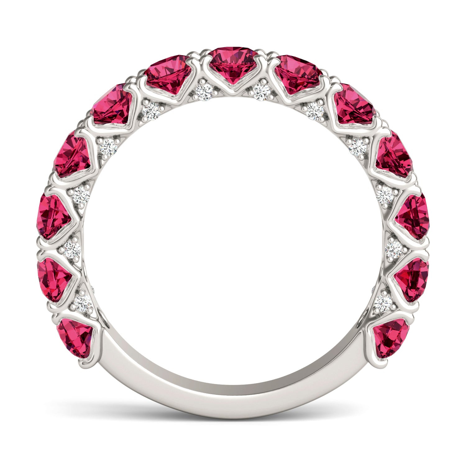 1/4 CTW Round Caydia® Lab Grown Diamond Accented Anniversary Ring featuring Created Ruby