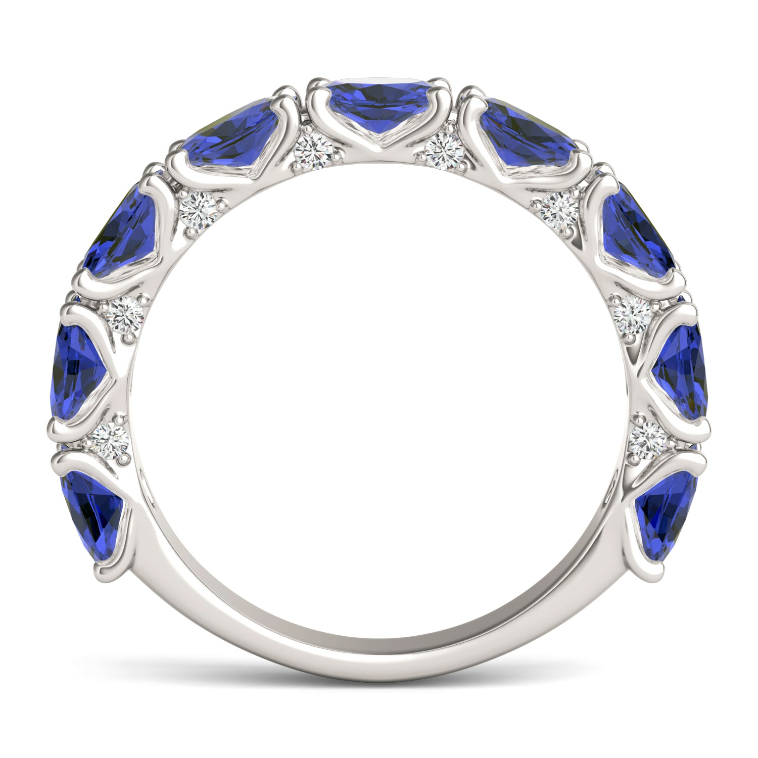 1/6 CTW Round Caydia® Lab Grown Diamond Accented Anniversary Ring featuring Created Sapphire
