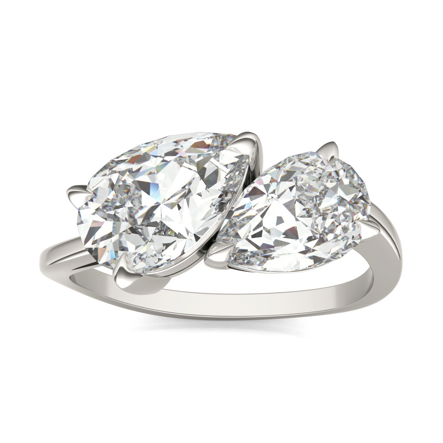 3.60 CTW DEW Pear Forever One™ Moissanite Bypass Toi et Moi Ring