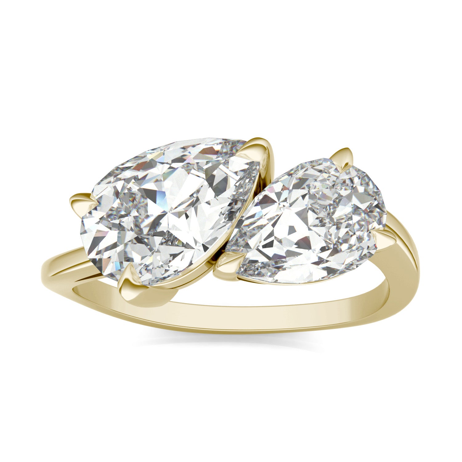 3.60 CTW DEW Pear Forever One™ Moissanite Bypass Toi et Moi Ring