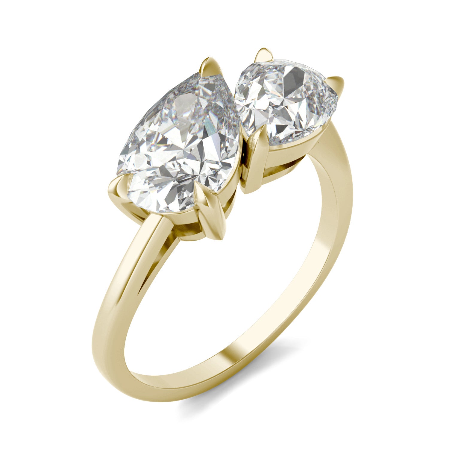 3.60 CTW DEW Pear Forever One™ Moissanite Bypass Toi et Moi Ring