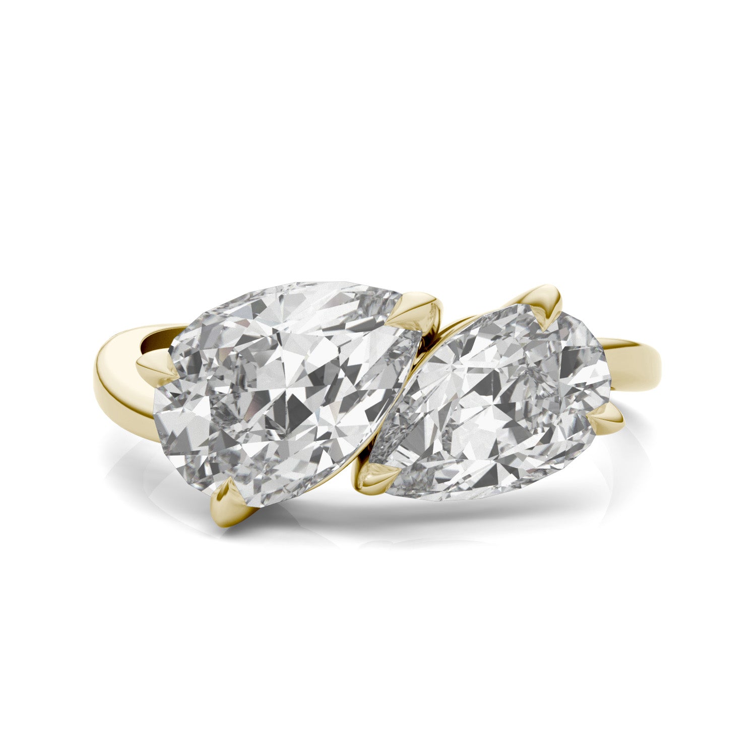 3.60 CTW DEW Pear Forever One™ Moissanite Bypass Toi et Moi Ring