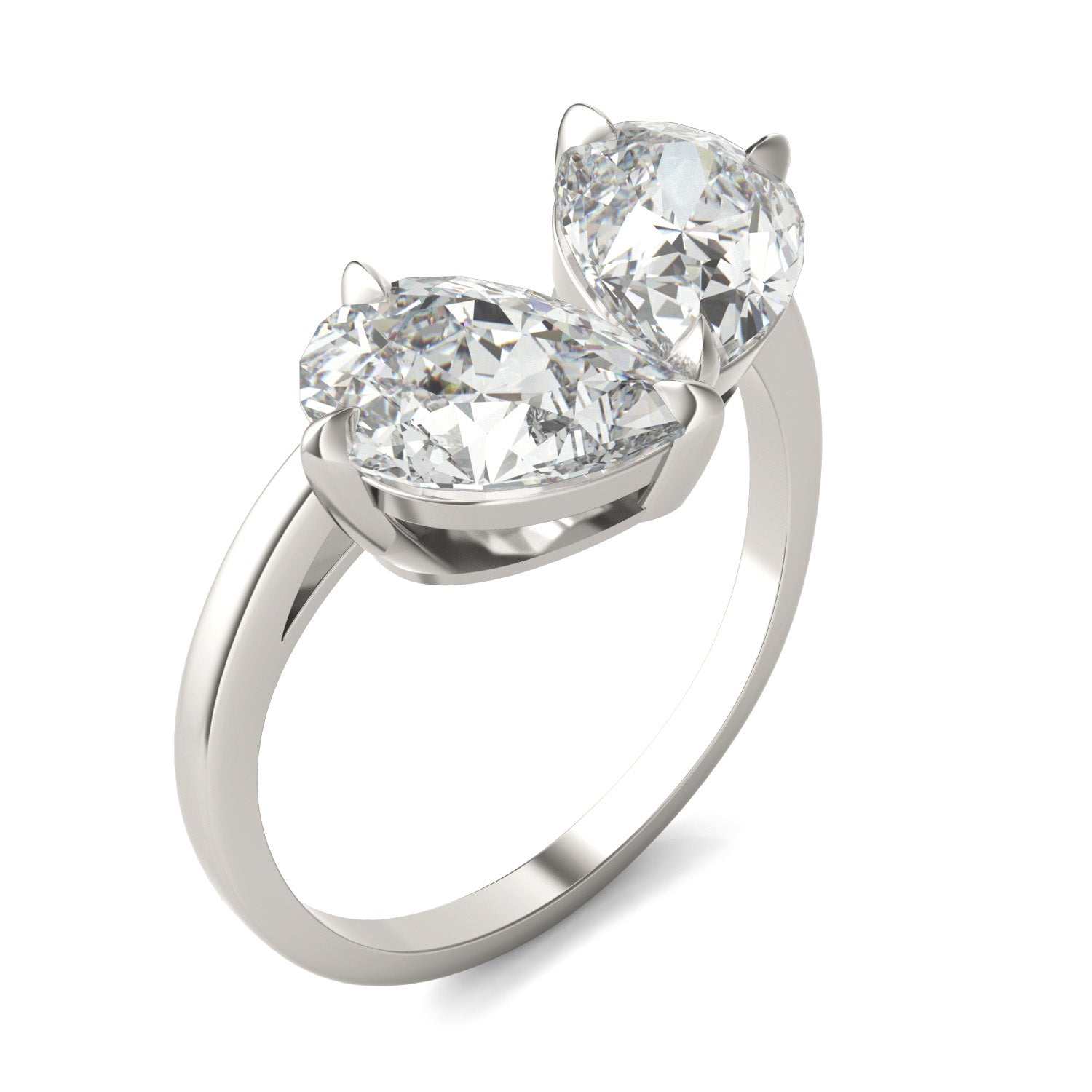 3.00 CTW DEW Pear Forever One™ Moissanite Curved Toi et Moi Ring