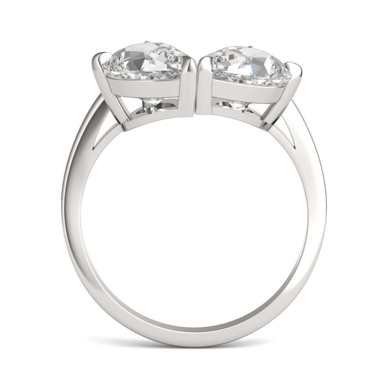 3.00 CTW DEW Pear Forever One™ Moissanite Curved Toi et Moi Ring