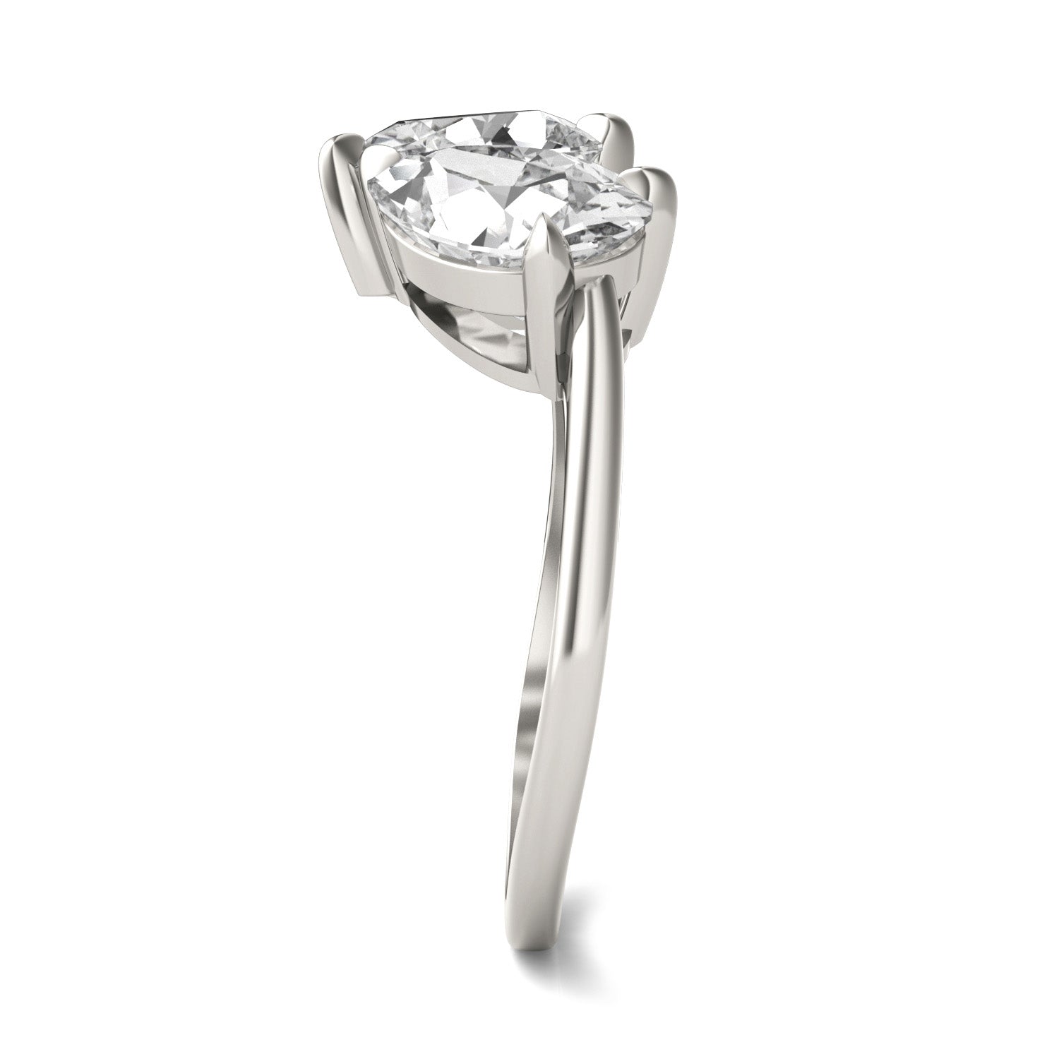 3.00 CTW DEW Pear Forever One™ Moissanite Curved Toi et Moi Ring