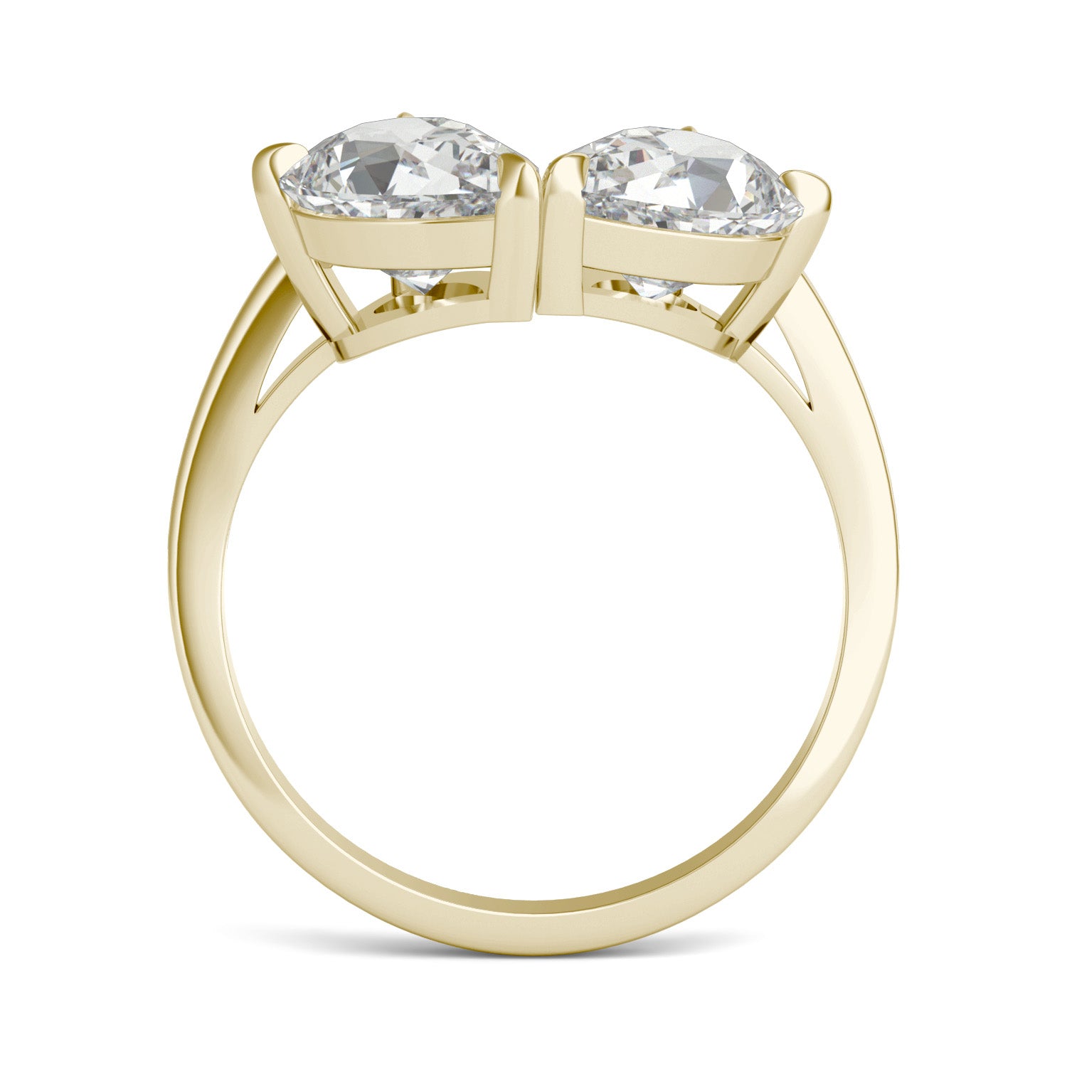3.00 CTW DEW Pear Forever One™ Moissanite Curved Toi et Moi Ring