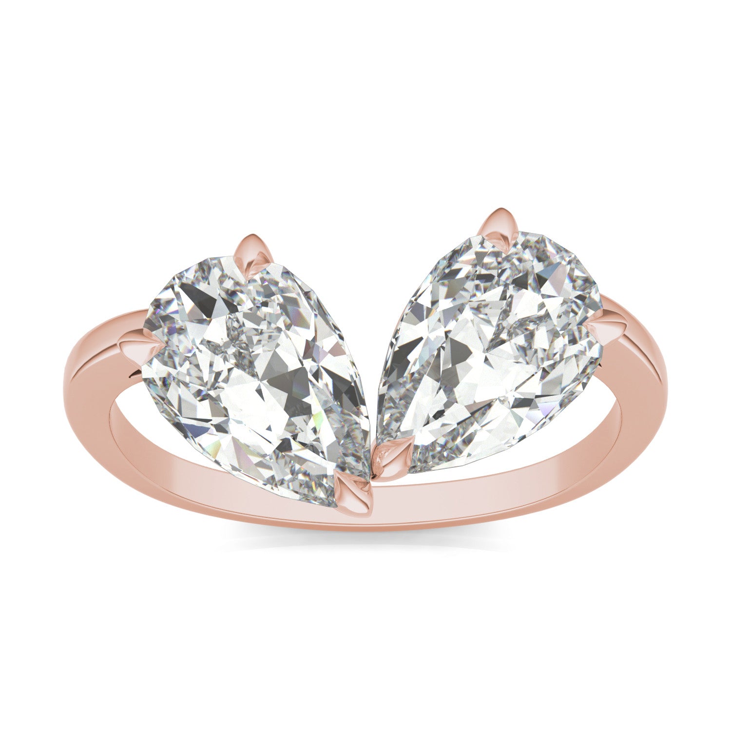 3.00 CTW DEW Pear Forever One™ Moissanite Curved Toi et Moi Ring