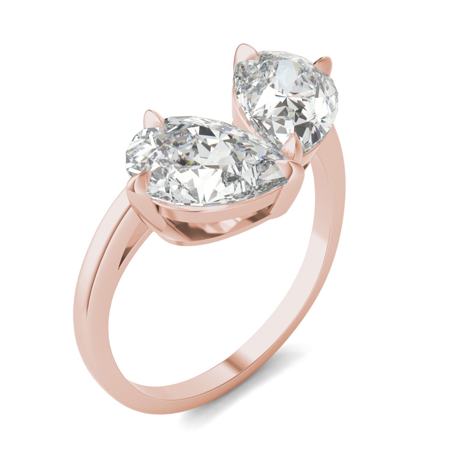 3.00 CTW DEW Pear Forever One™ Moissanite Curved Toi et Moi Ring