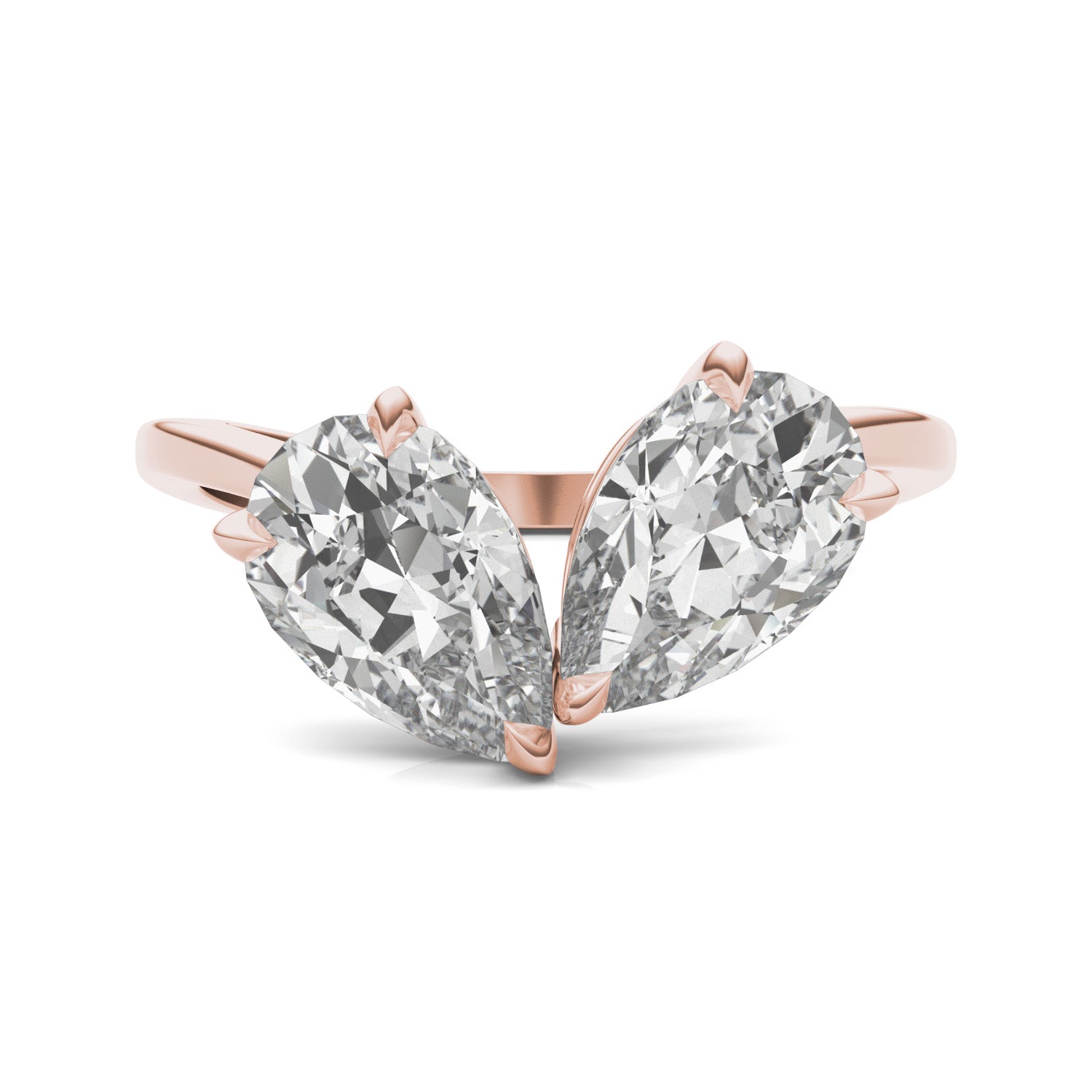 3.00 CTW DEW Pear Forever One™ Moissanite Curved Toi et Moi Ring