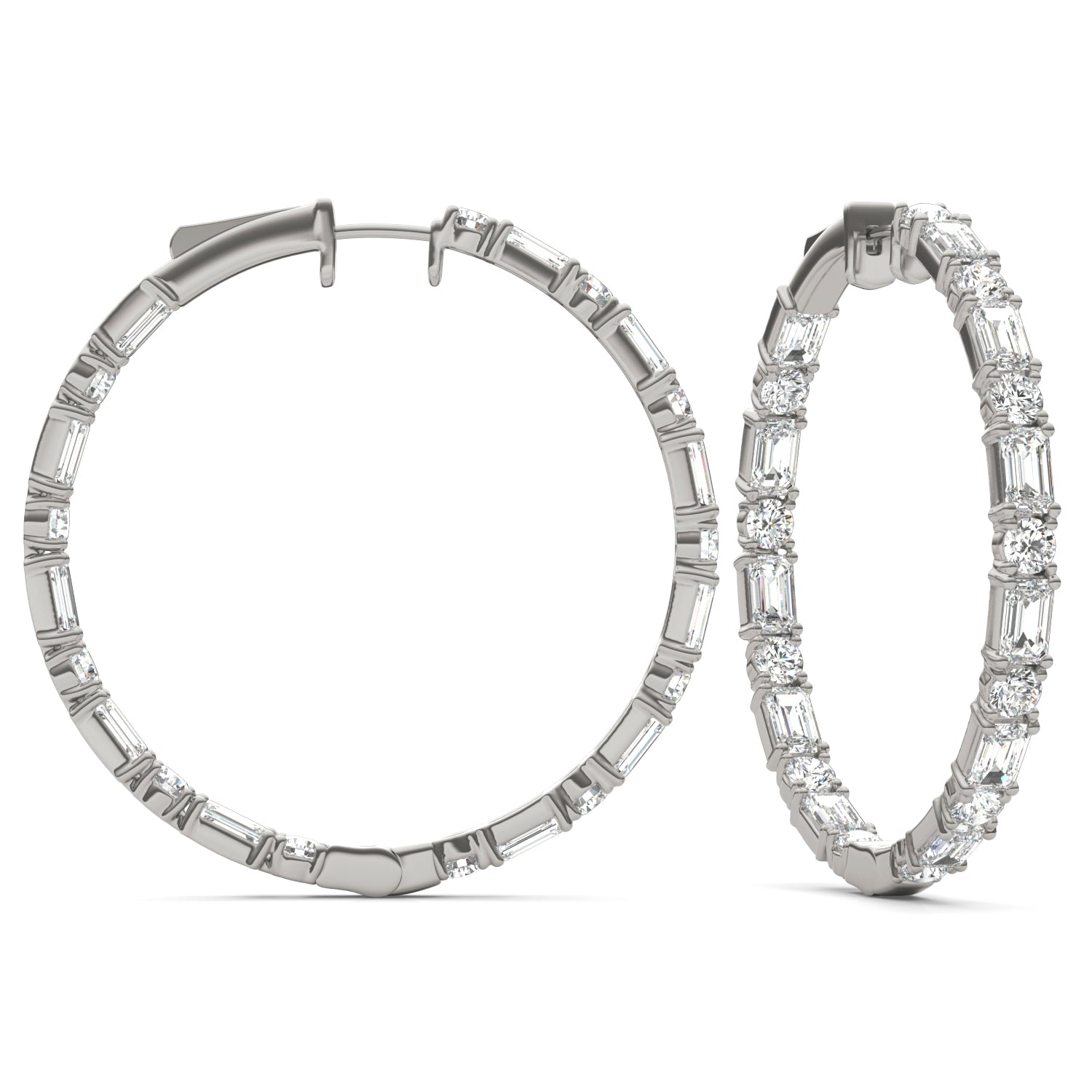 8 5/8 CTW Emerald Caydia® Lab Grown Diamond Couture Alternating Inside Out Hoop Earrings