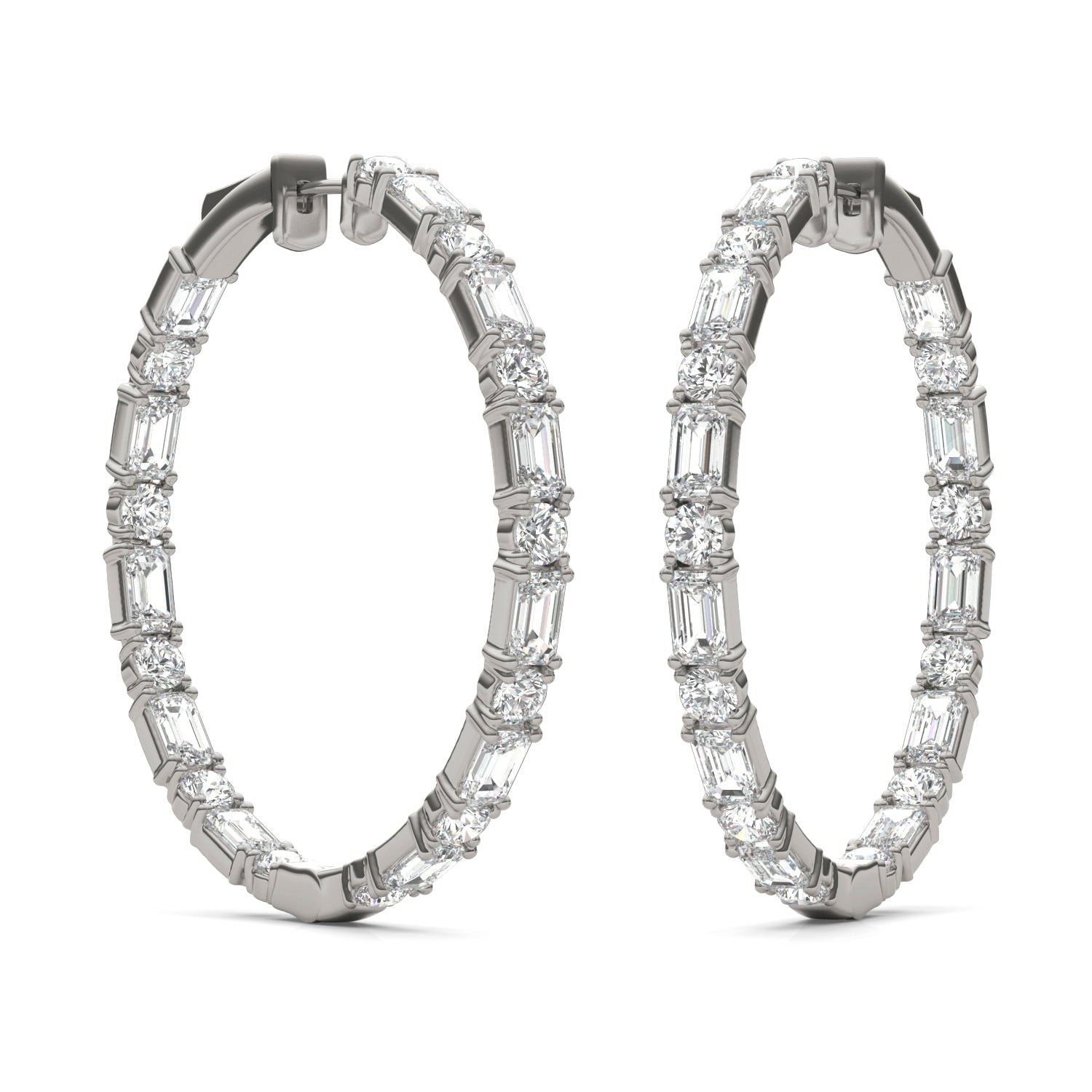 8 5/8 CTW Emerald Caydia® Lab Grown Diamond Couture Alternating Inside Out Hoop Earrings