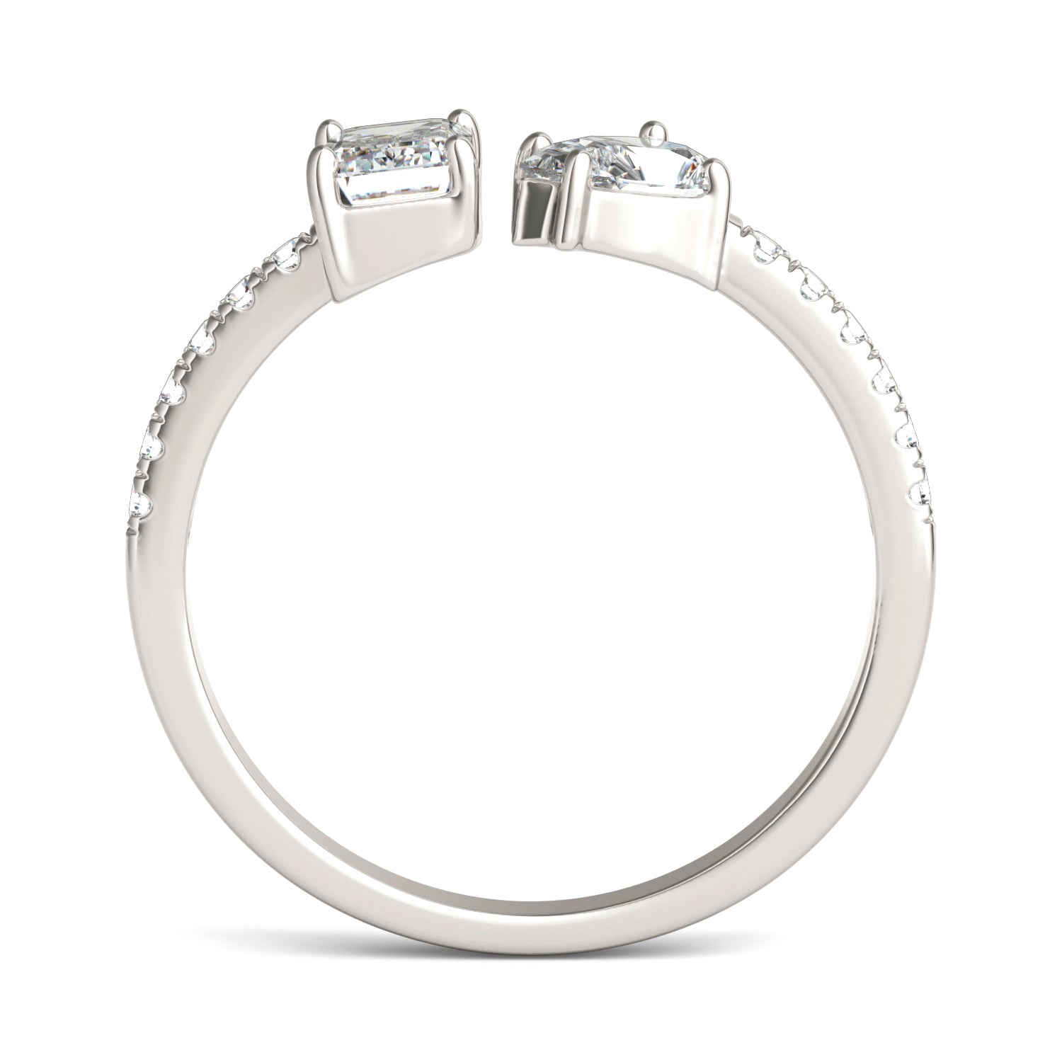 1 1/5 CTW Emerald Caydia® Lab Grown Diamond Two Stone with Side Accents Ring