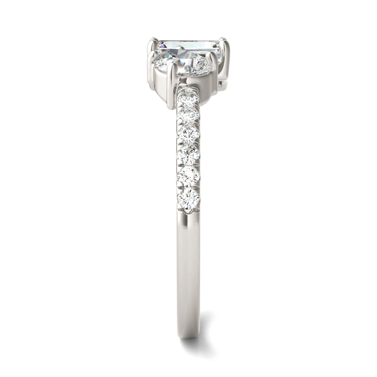 1 1/5 CTW Emerald Caydia® Lab Grown Diamond Two Stone with Side Accents Ring