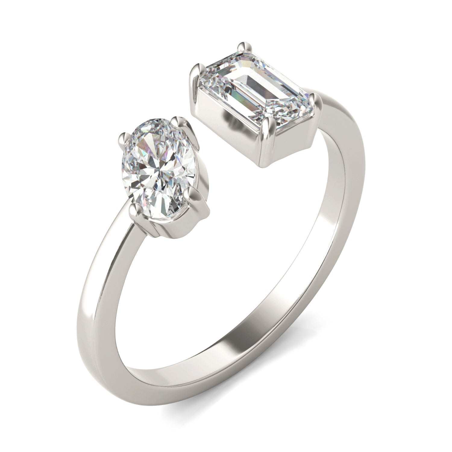 1 CTW Emerald Caydia® Lab Grown Diamond Open Two Stone Ring