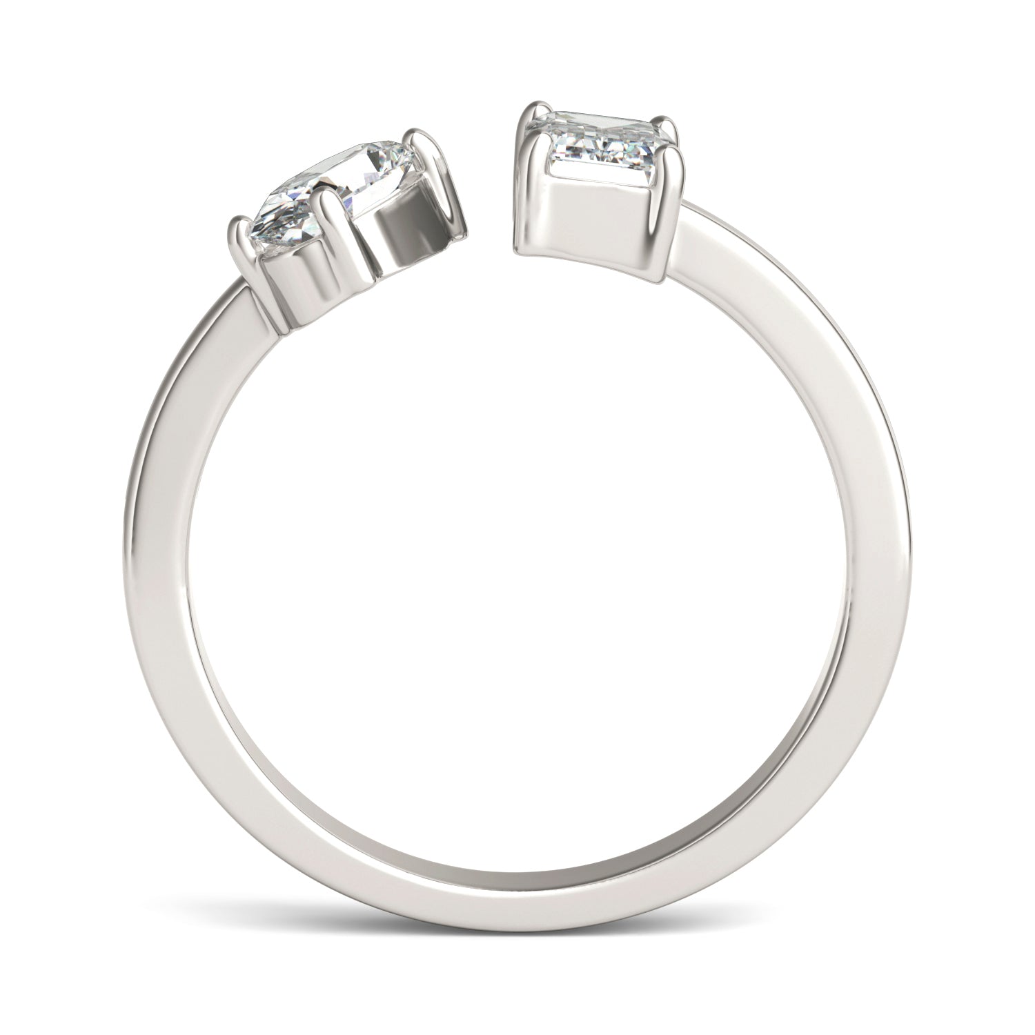 1 CTW Emerald Caydia® Lab Grown Diamond Open Two Stone Ring