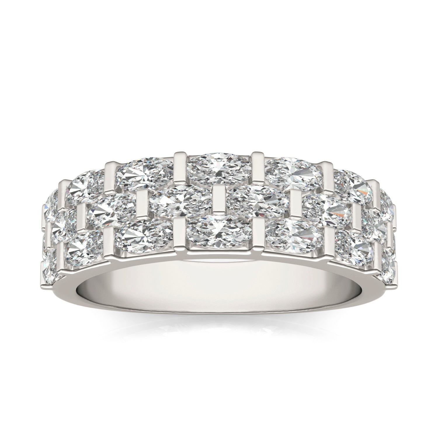 2 1/5 CTW Oval Caydia® Lab Grown Diamond Three Row Ring