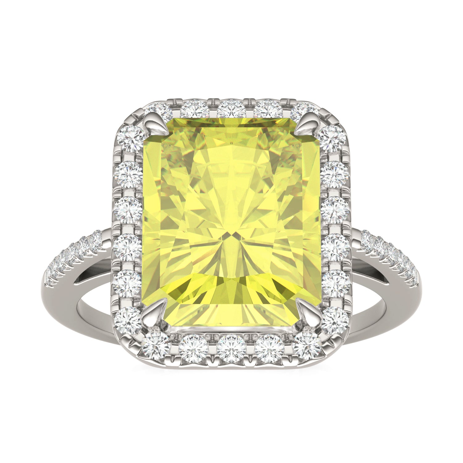 5.90 CTW DEW Radiant Forever One™ Yellow Halo Accented Ring