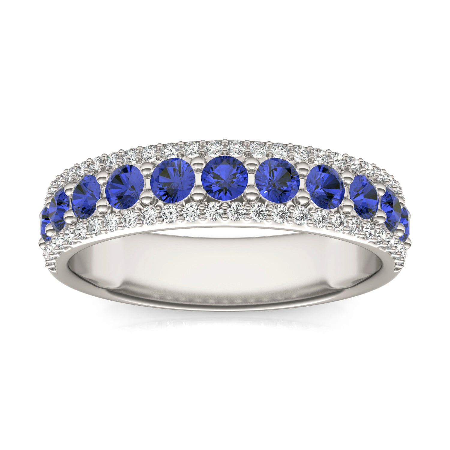 1/4 CTW Round Caydia® Lab Grown Diamond Three Row Band Ring featuring Created Sapphire