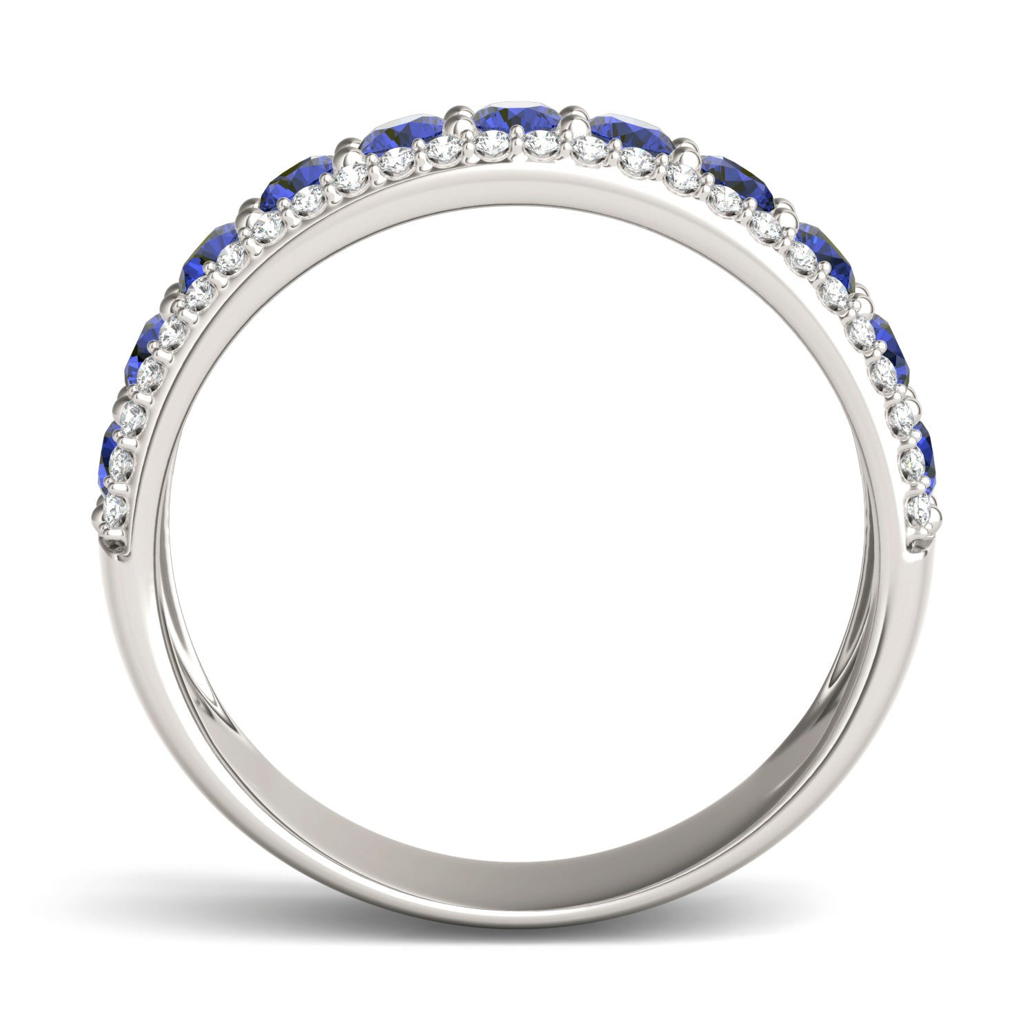 1/4 CTW Round Caydia® Lab Grown Diamond Three Row Band Ring featuring Created Sapphire