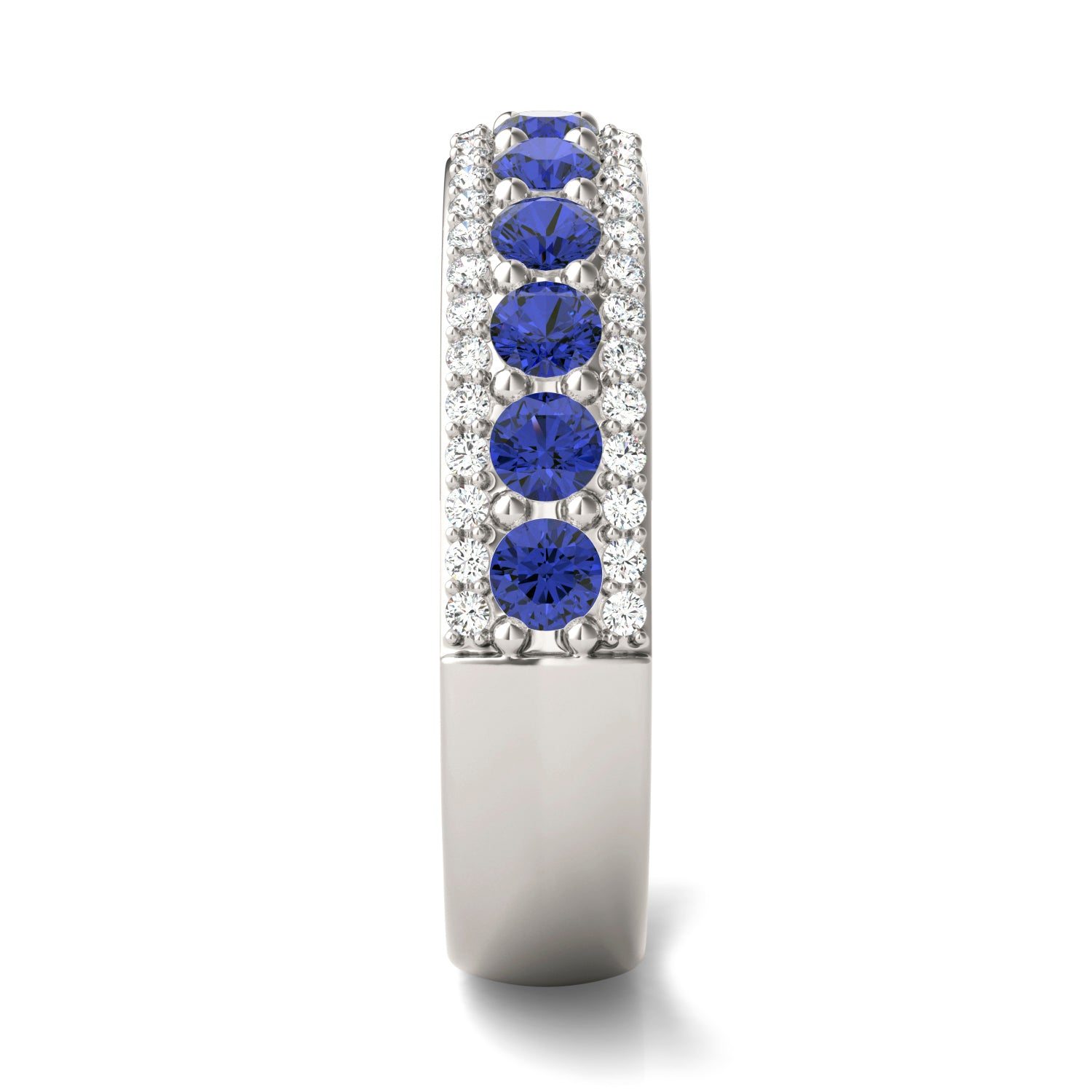 1/4 CTW Round Caydia® Lab Grown Diamond Three Row Band Ring featuring Created Sapphire