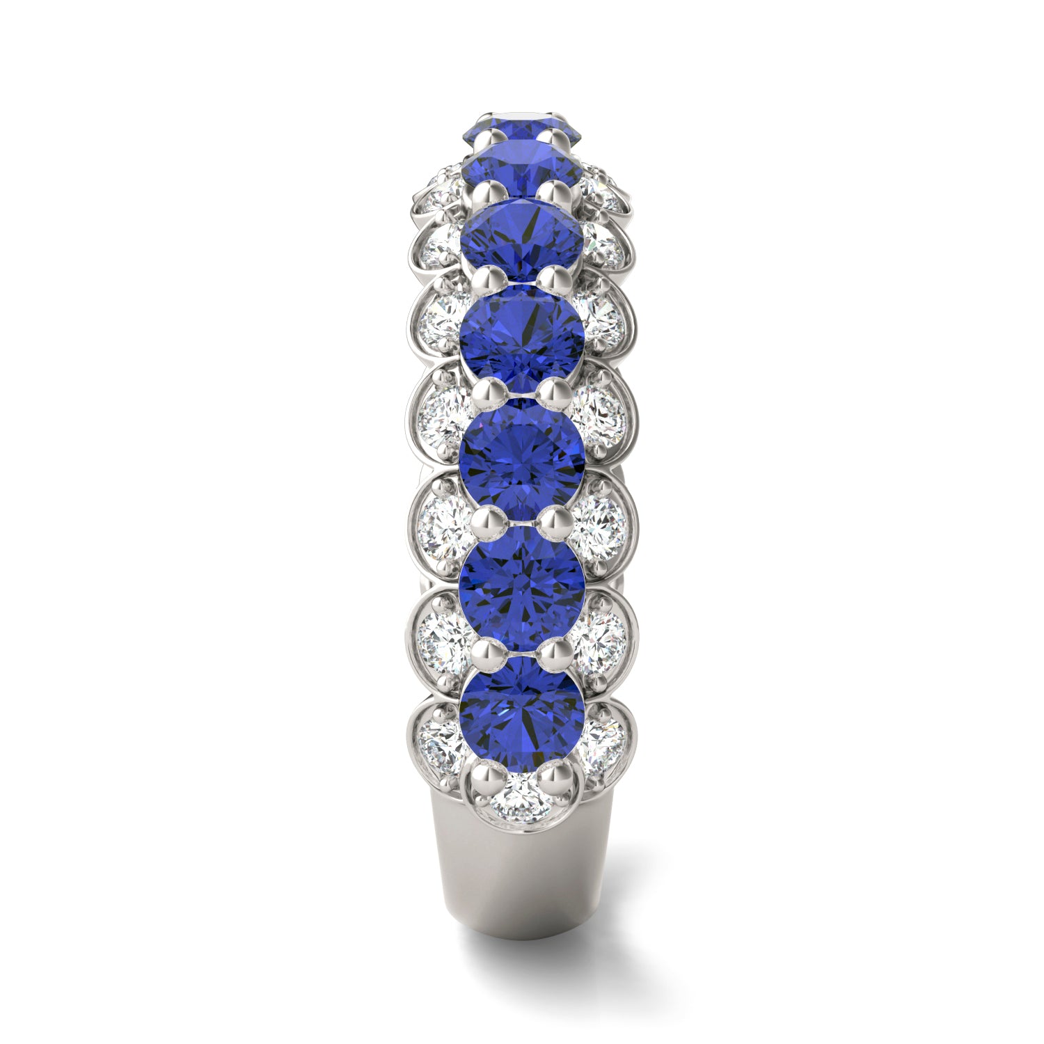 1/2 CTW Round Caydia® Lab Grown Diamond Three Row Ring featuring Created Sapphire