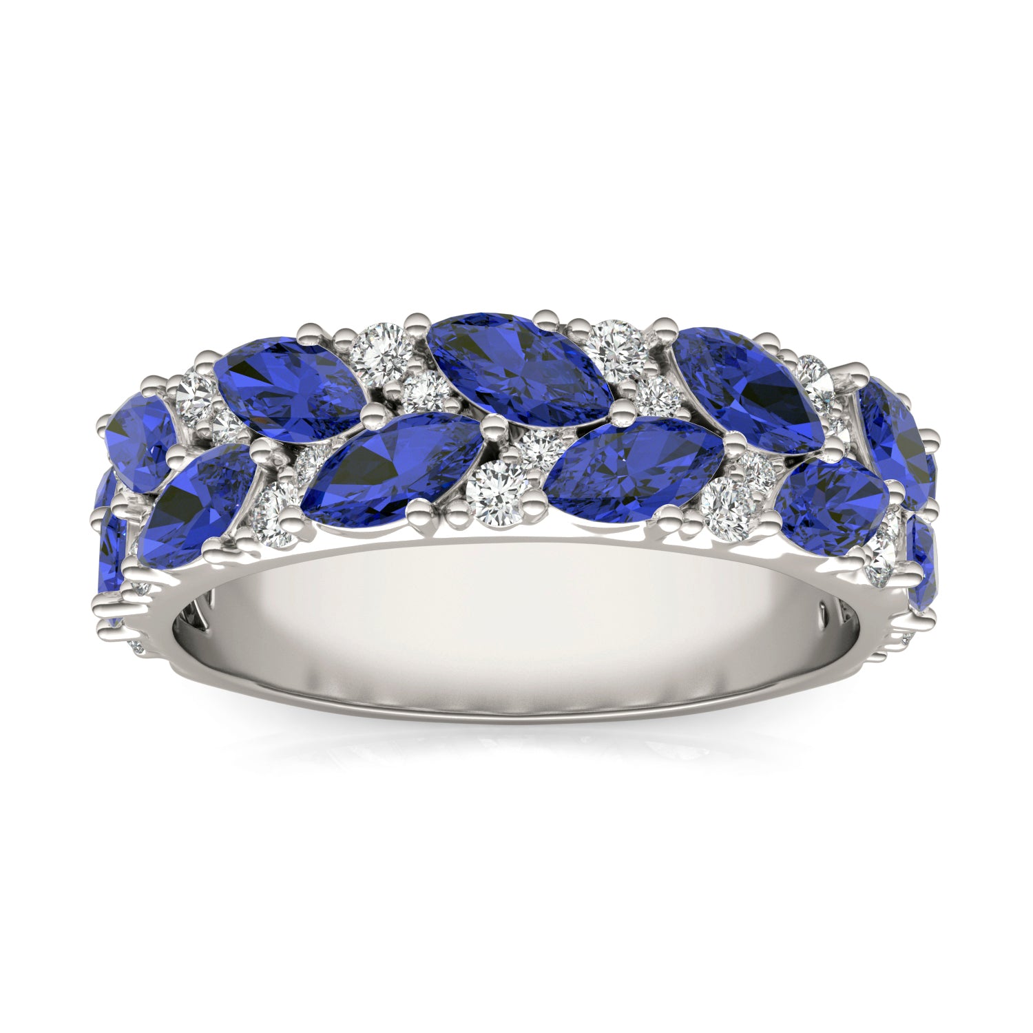 2/5 CTW Round Caydia® Lab Grown Diamond Accented Anniversary Ring featuring Created Sapphire