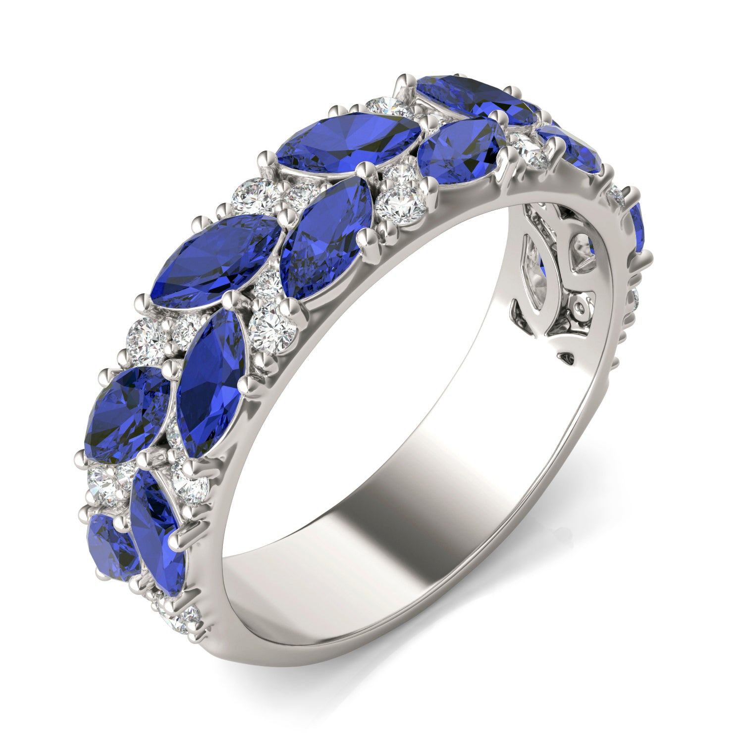 2/5 CTW Round Caydia® Lab Grown Diamond Accented Anniversary Ring featuring Created Sapphire