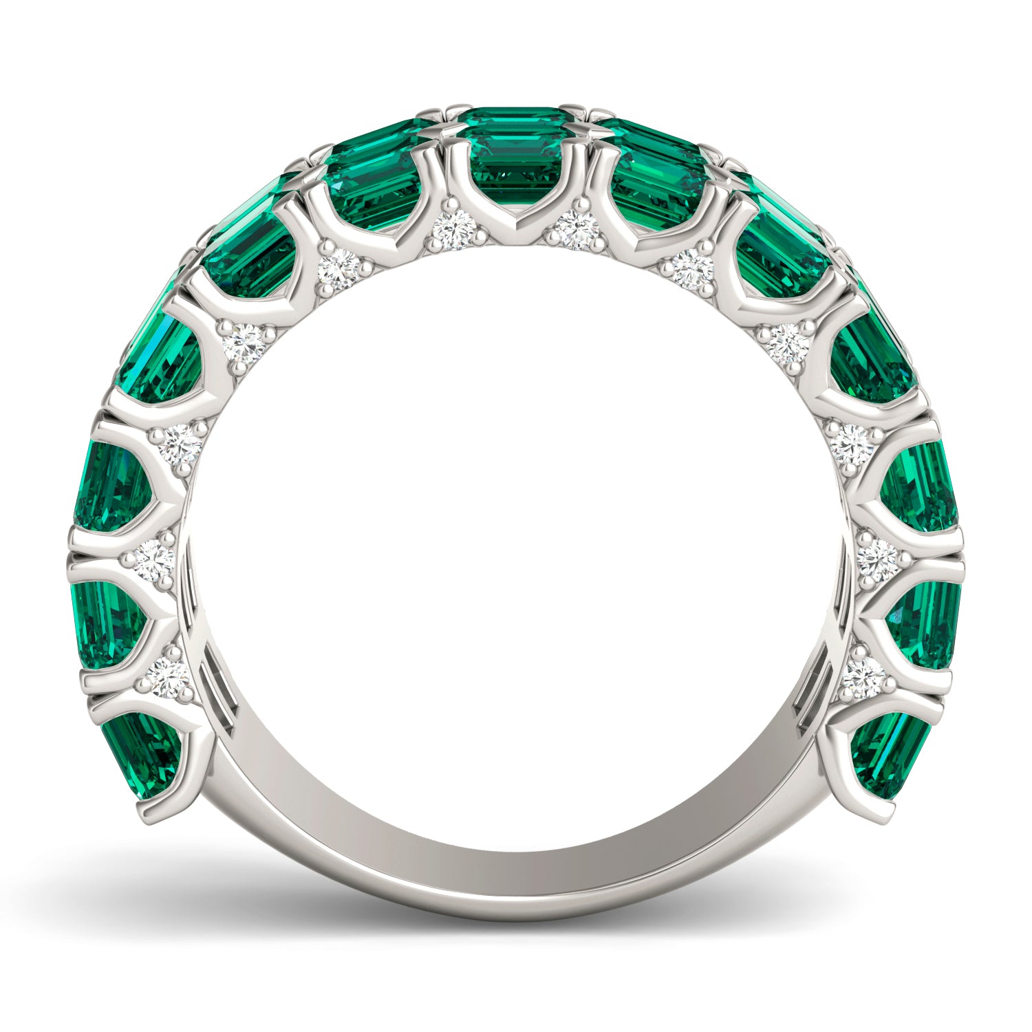 1/6 CTW Round Caydia® Lab Grown Diamond Two Row Anniversary Ring featuring Created Emerald