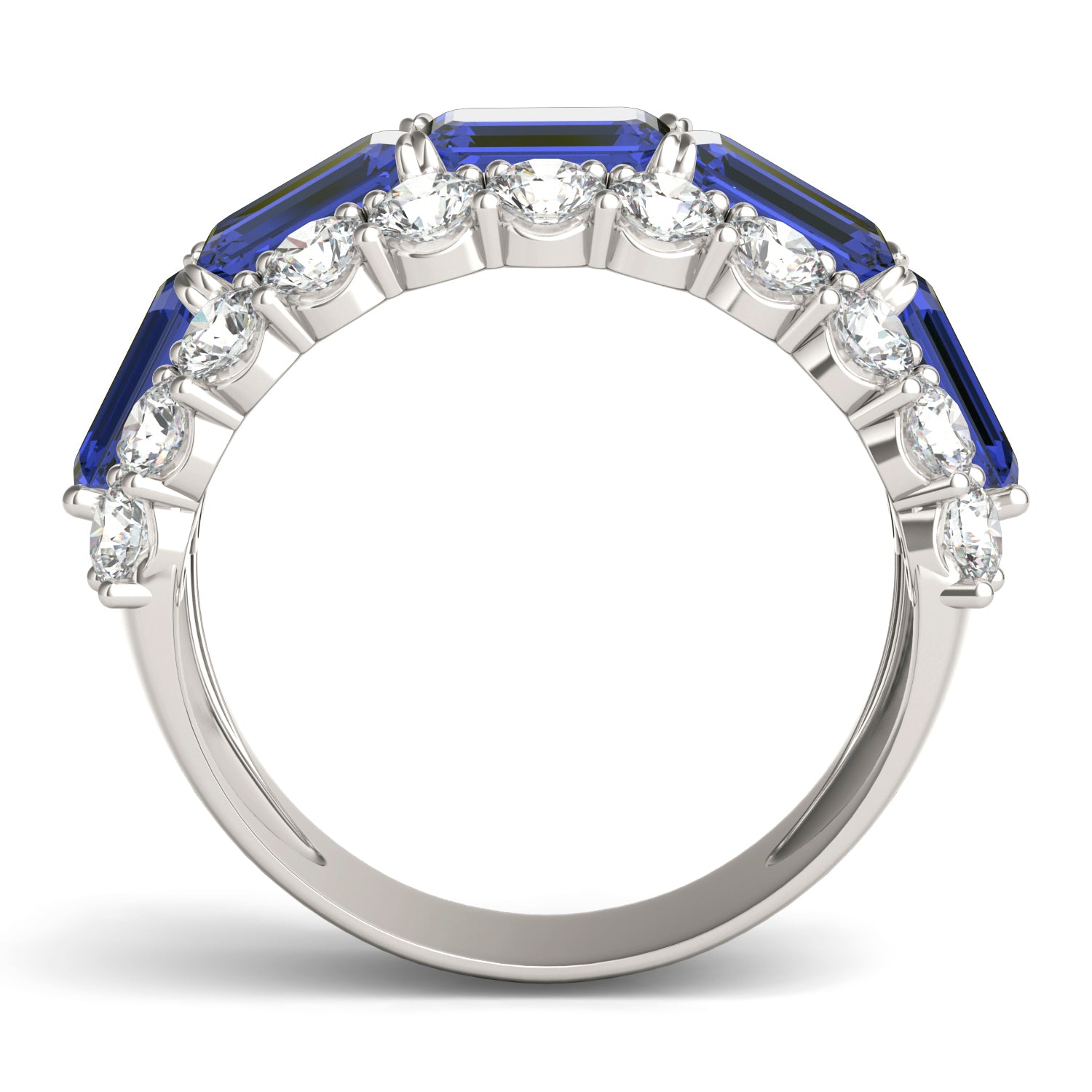 1 3/4 CTW Round Caydia® Lab Grown Diamond Three Row Ring featuring Created Sapphire