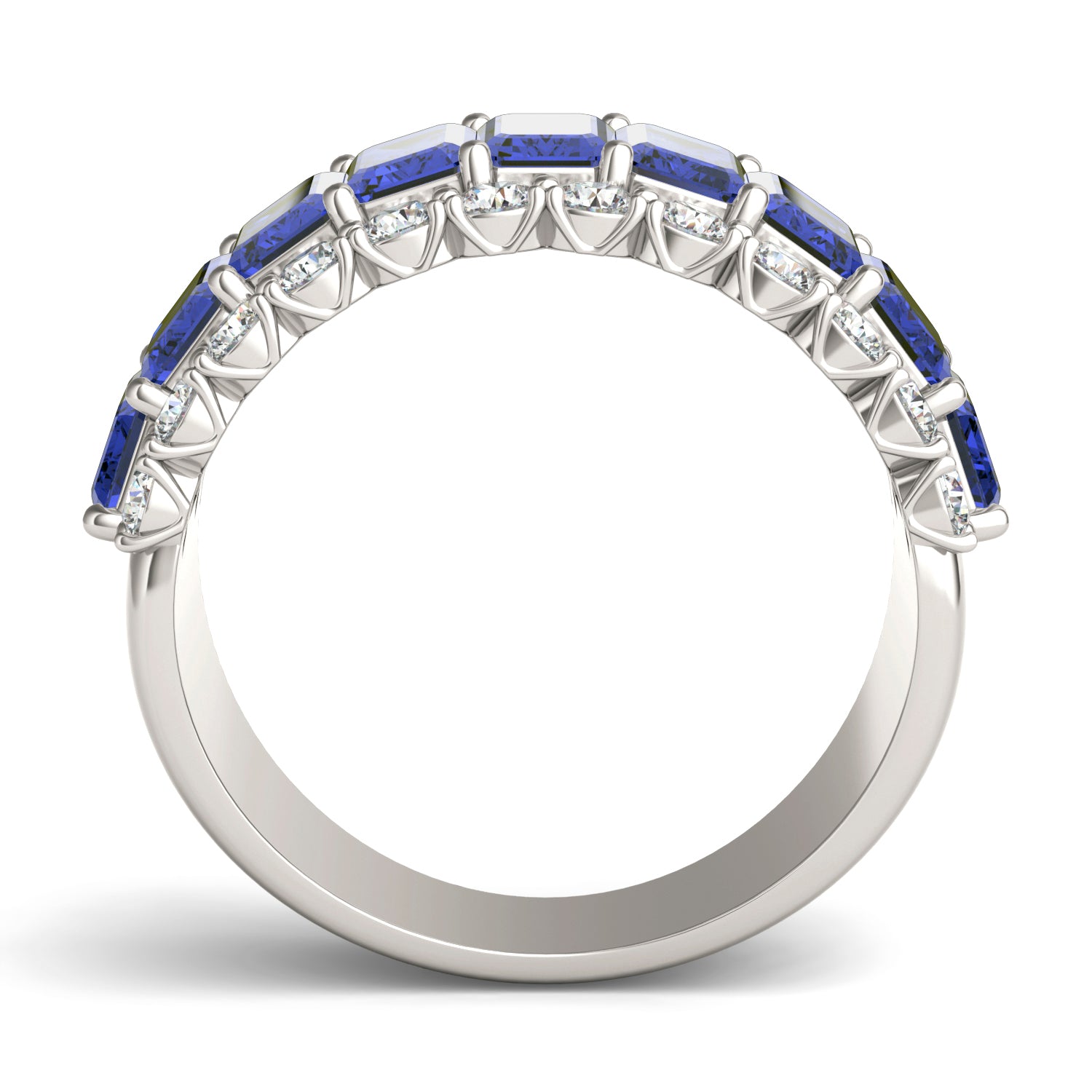 7/8 CTW Round Caydia® Lab Grown Diamond Three Row Ring featuring Created Sapphire