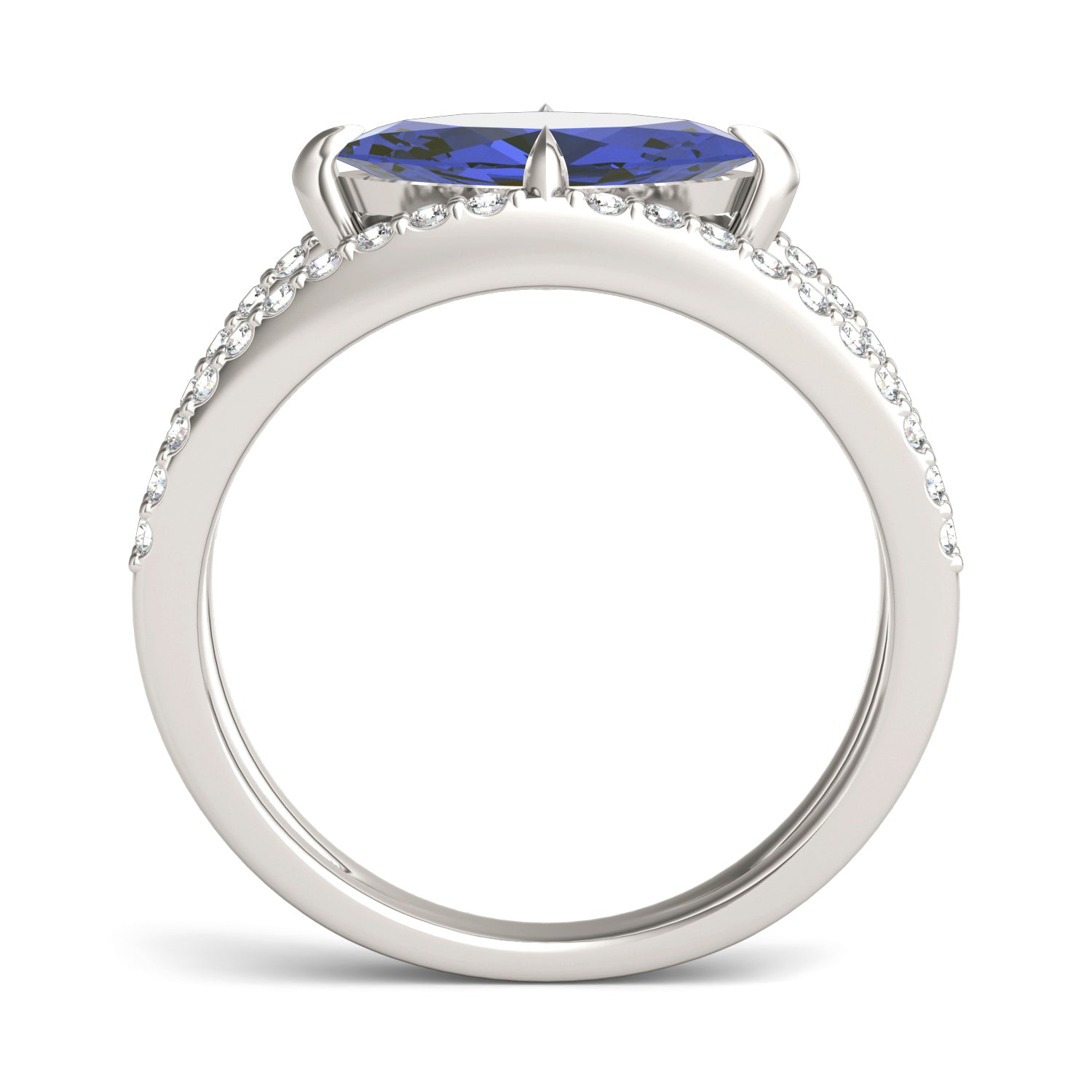 1/3 CTW Marquise Caydia® Lab Grown Diamond Split Shank Ring featuring Created Sapphire