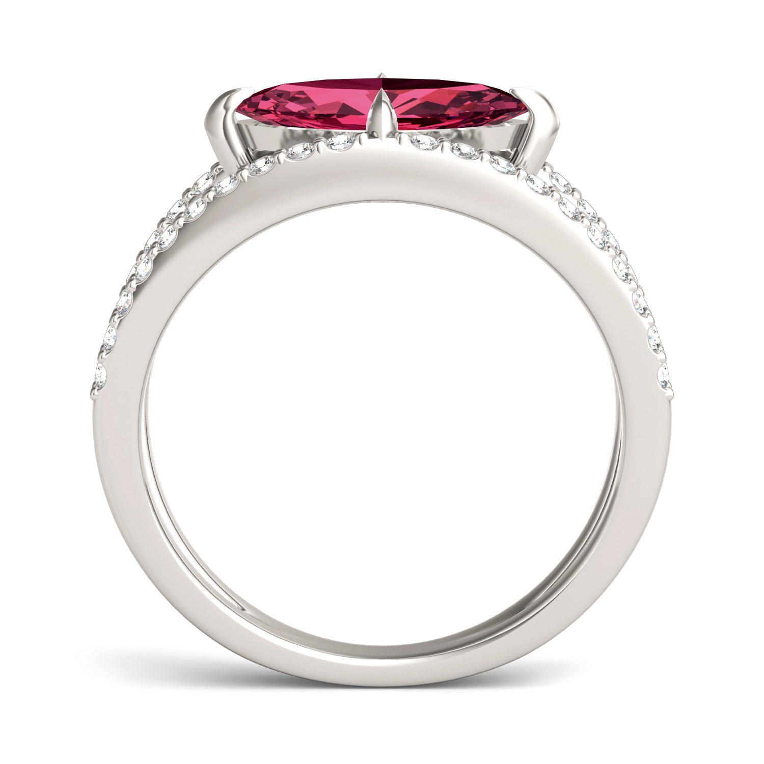 1/3 CTW Marquise Caydia® Lab Grown Diamond Split Shank Ring featuring Created Ruby